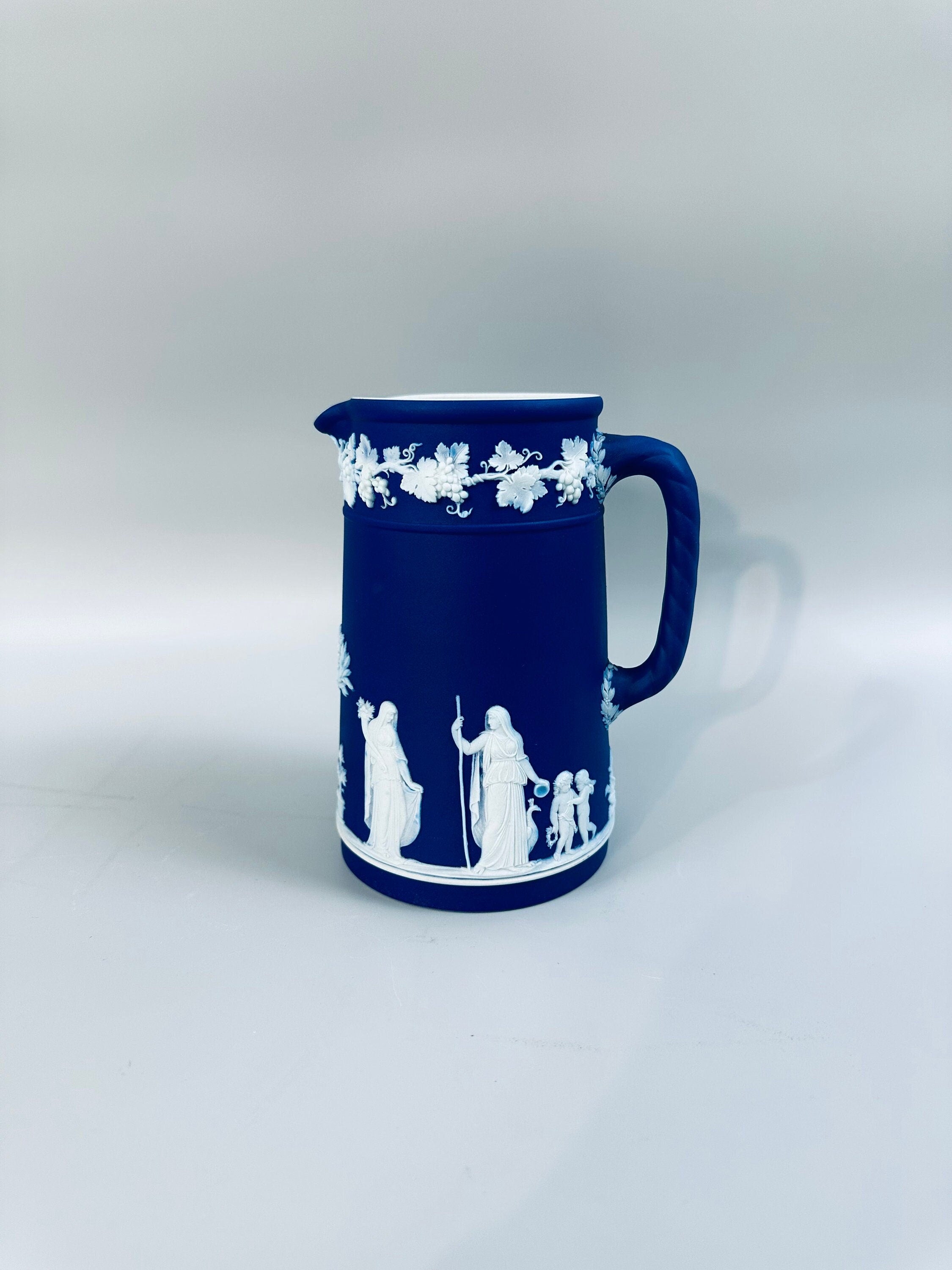Wedgwood Jasperware Cream on Blue Jug/Pitcher