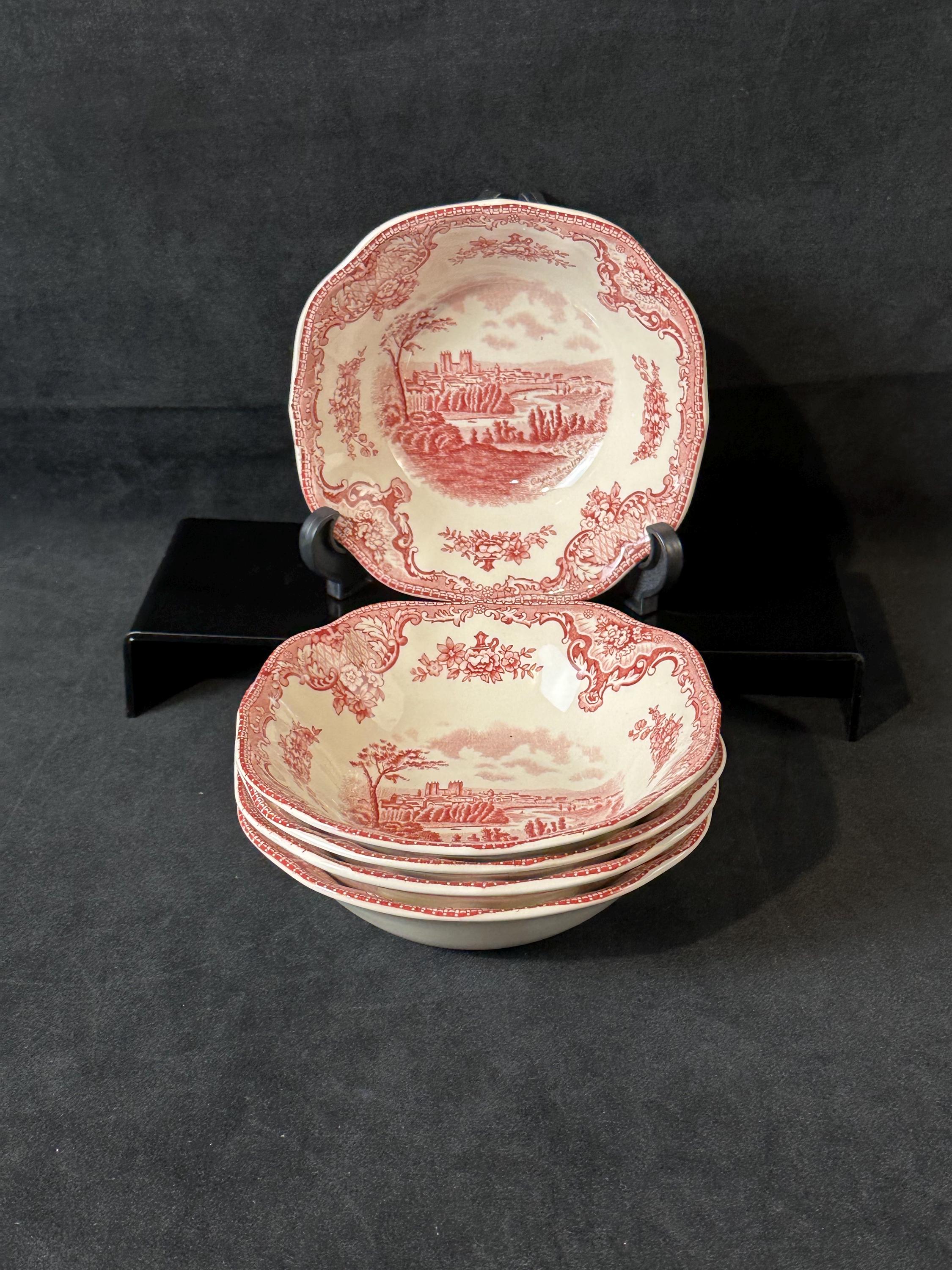 5 Johnson Brothers Old British Castles Square Cereal Bowls