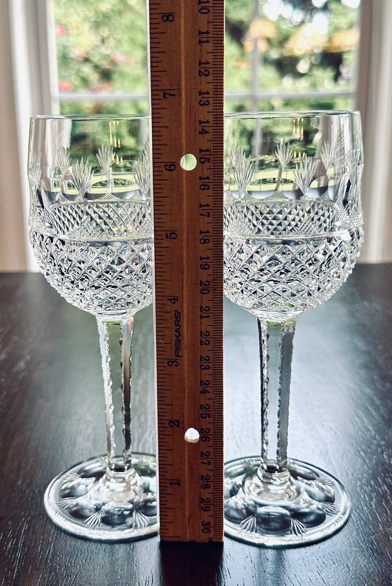 2 Tiffany  Gilbert Crystal Wine Glasses