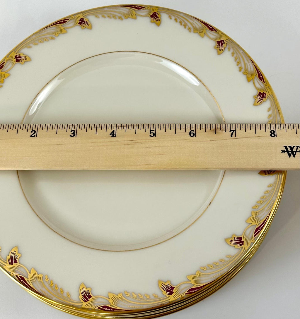 6 Lenox Essex Maroon Salad Plates