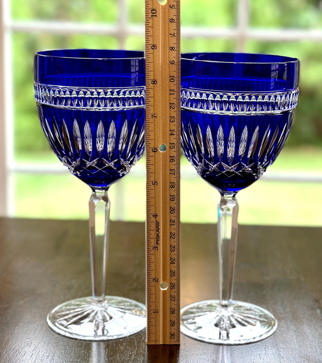 2 Waterford Crystal Serenity Sapphire Goblets