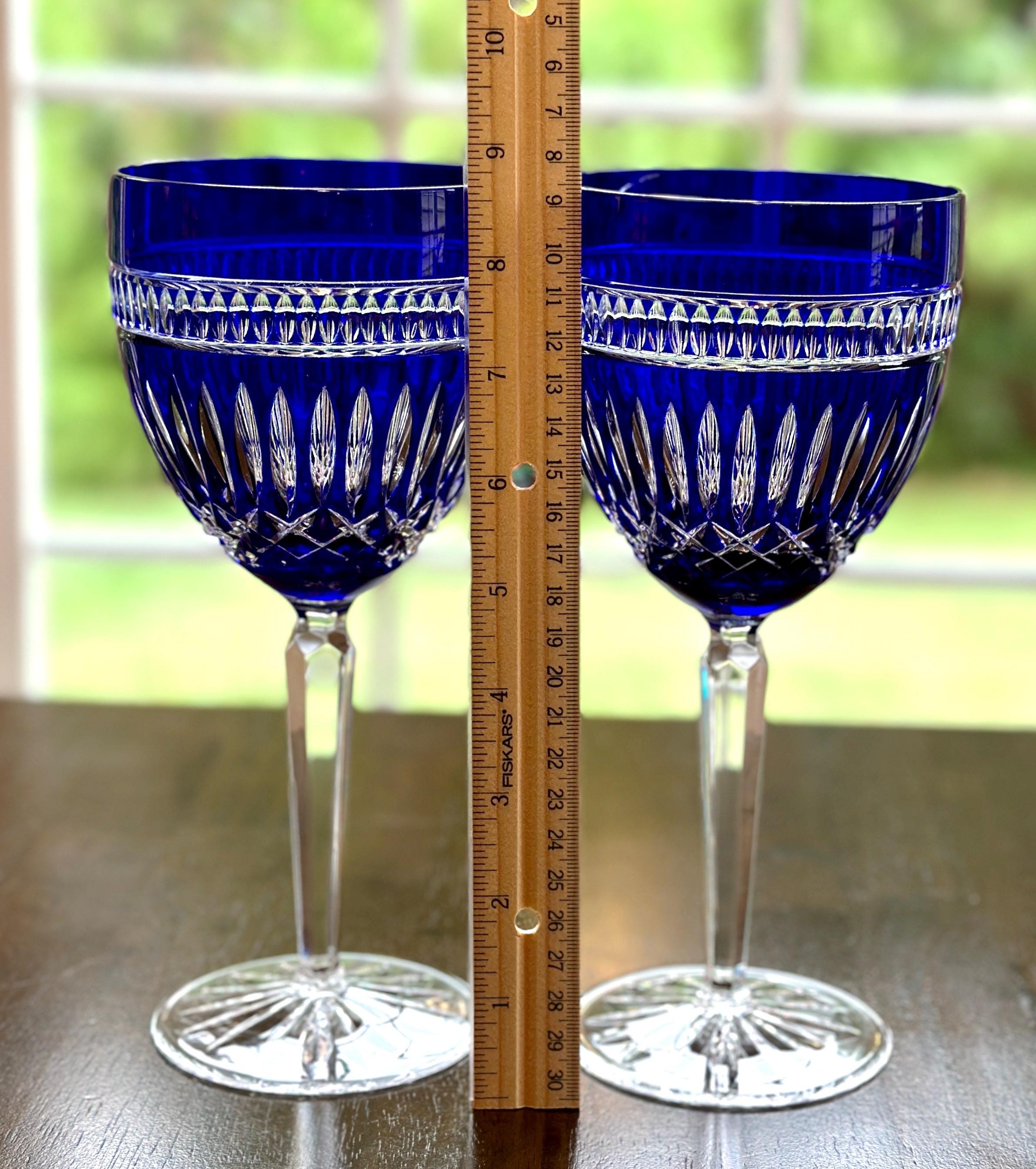 2 Waterford Crystal Serenity Sapphire Goblets