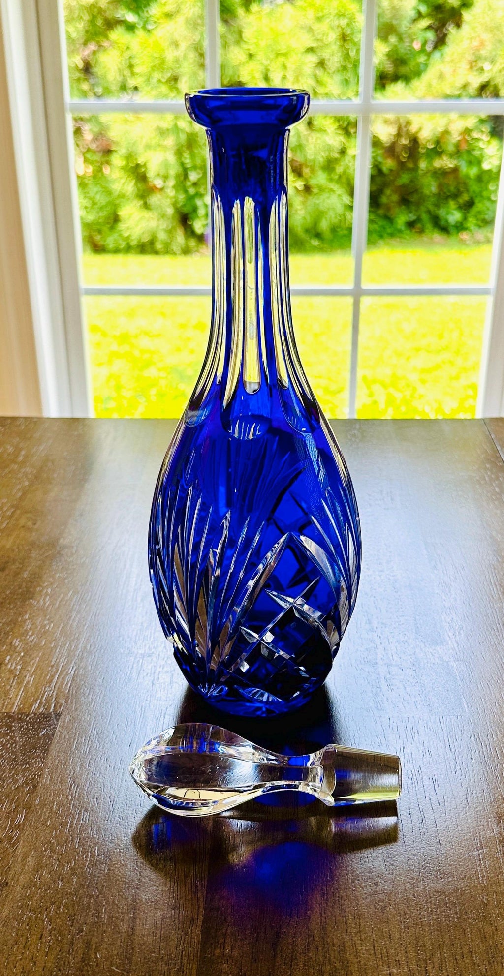 Gorham Cherrywood Cobalt Crystal Decanter 15”