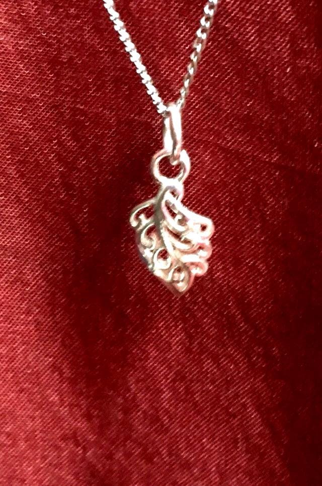 Sterling Silver Filigree Leaf Necklace - 18 inch
