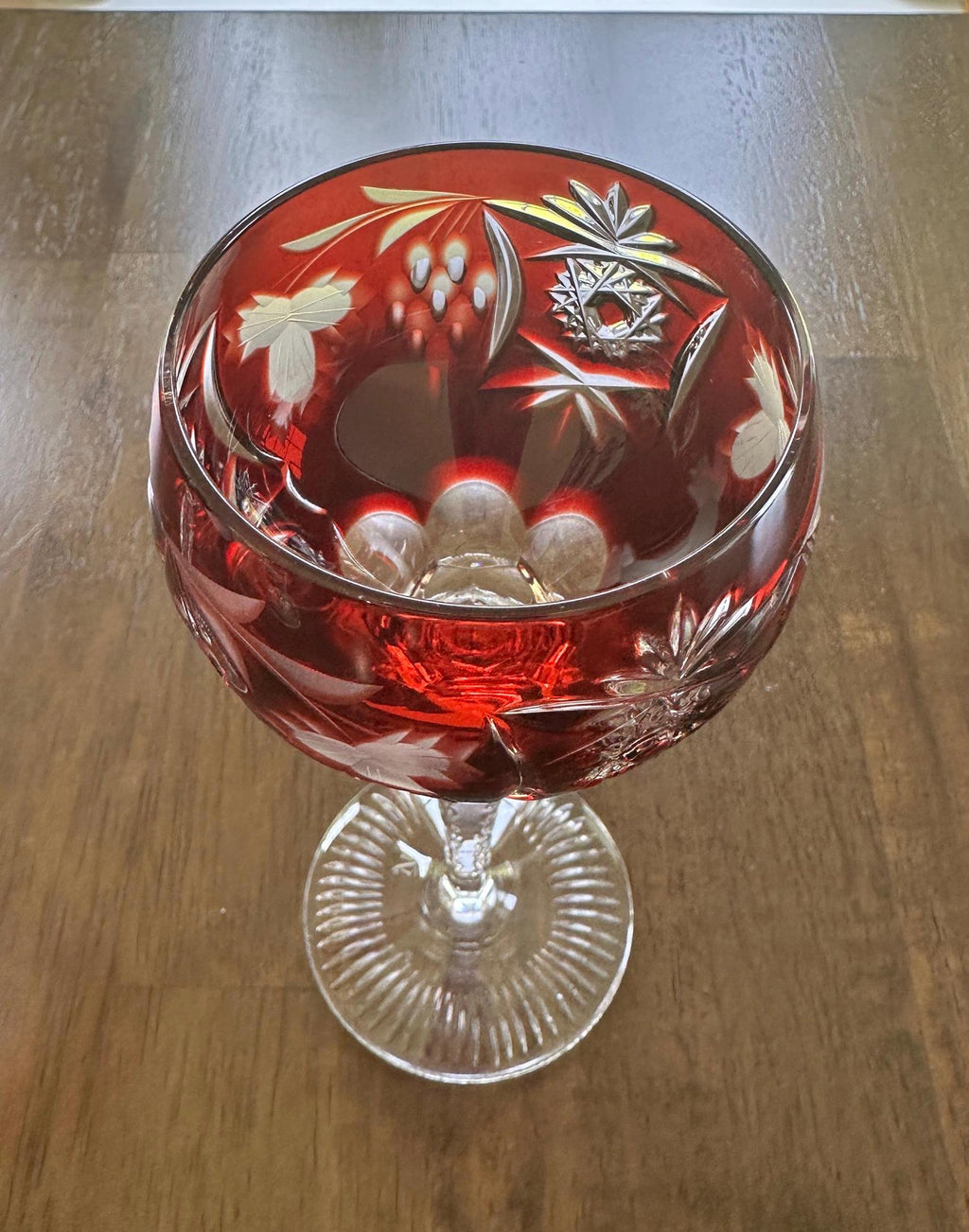 4 Nachtmann Traube Ruby Hock Wine Glasses
