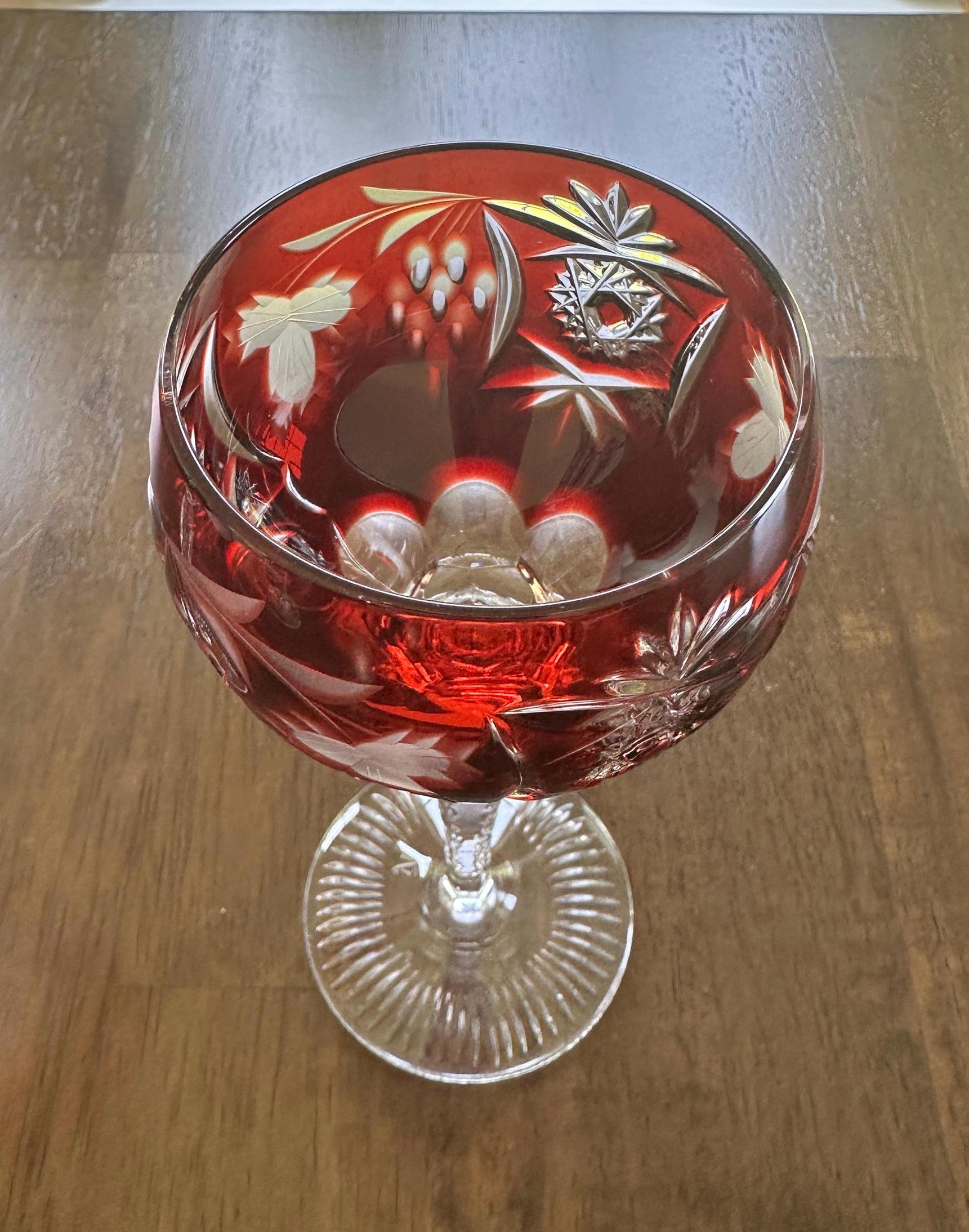 4 Nachtmann Traube Ruby Hock Wine Glasses