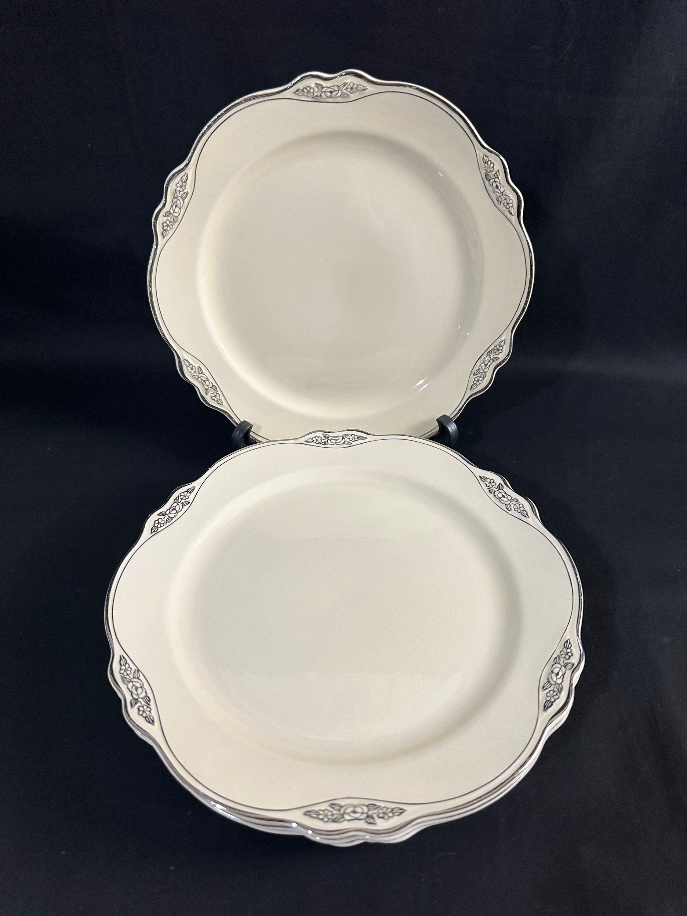 6 Silver Patrician Luncheon Plates by Homer Laughlin