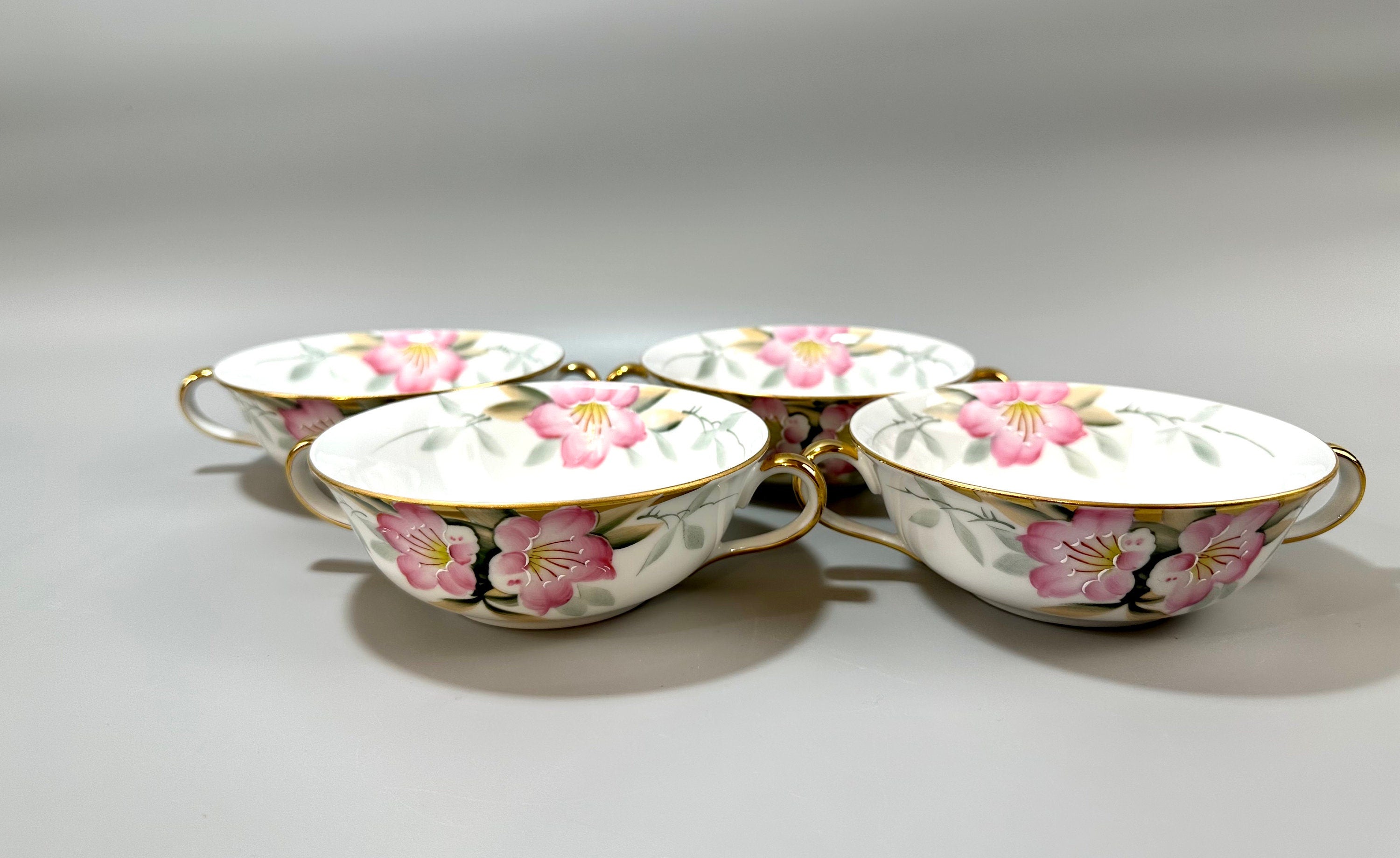 4 Noritake Azalea Flat Cream Soup Bowls