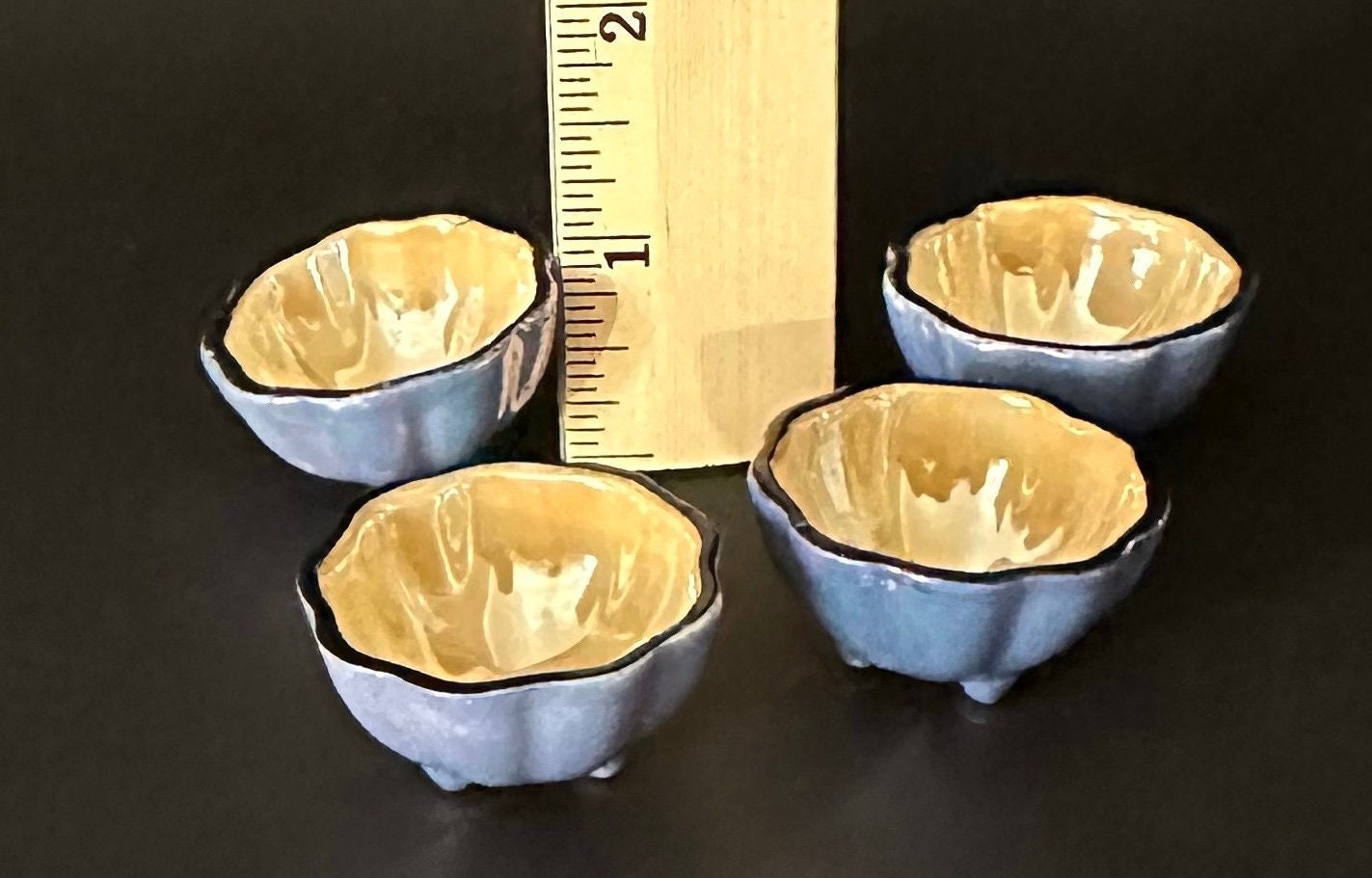 Four Irridescent Lusterware Salt Cellars