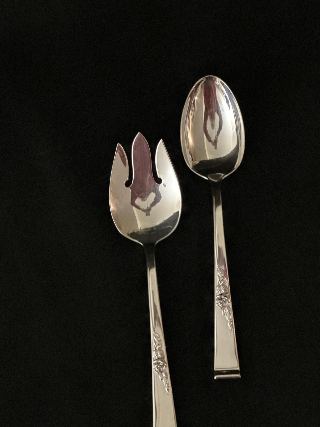 Reed and Barton Classic Rose Sterling Silver Salad Set