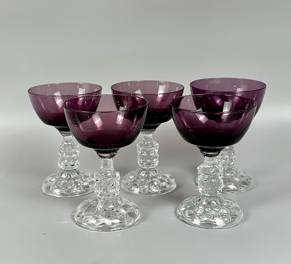 5 Fostoria American Lady Amethyst Liquor/Cocktail Glasses