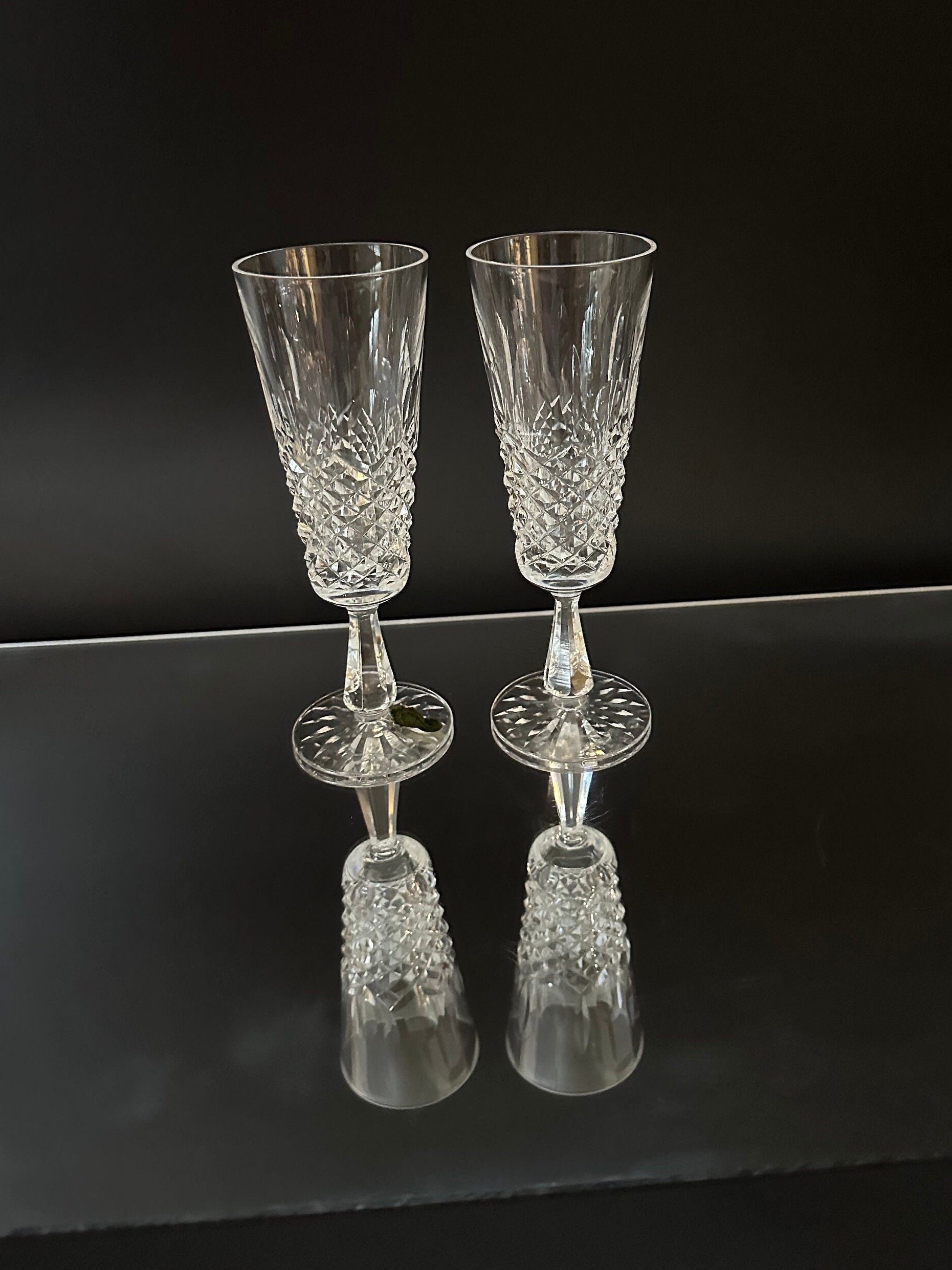 Two Waterford Crystal Kenmare Champagne Flutes