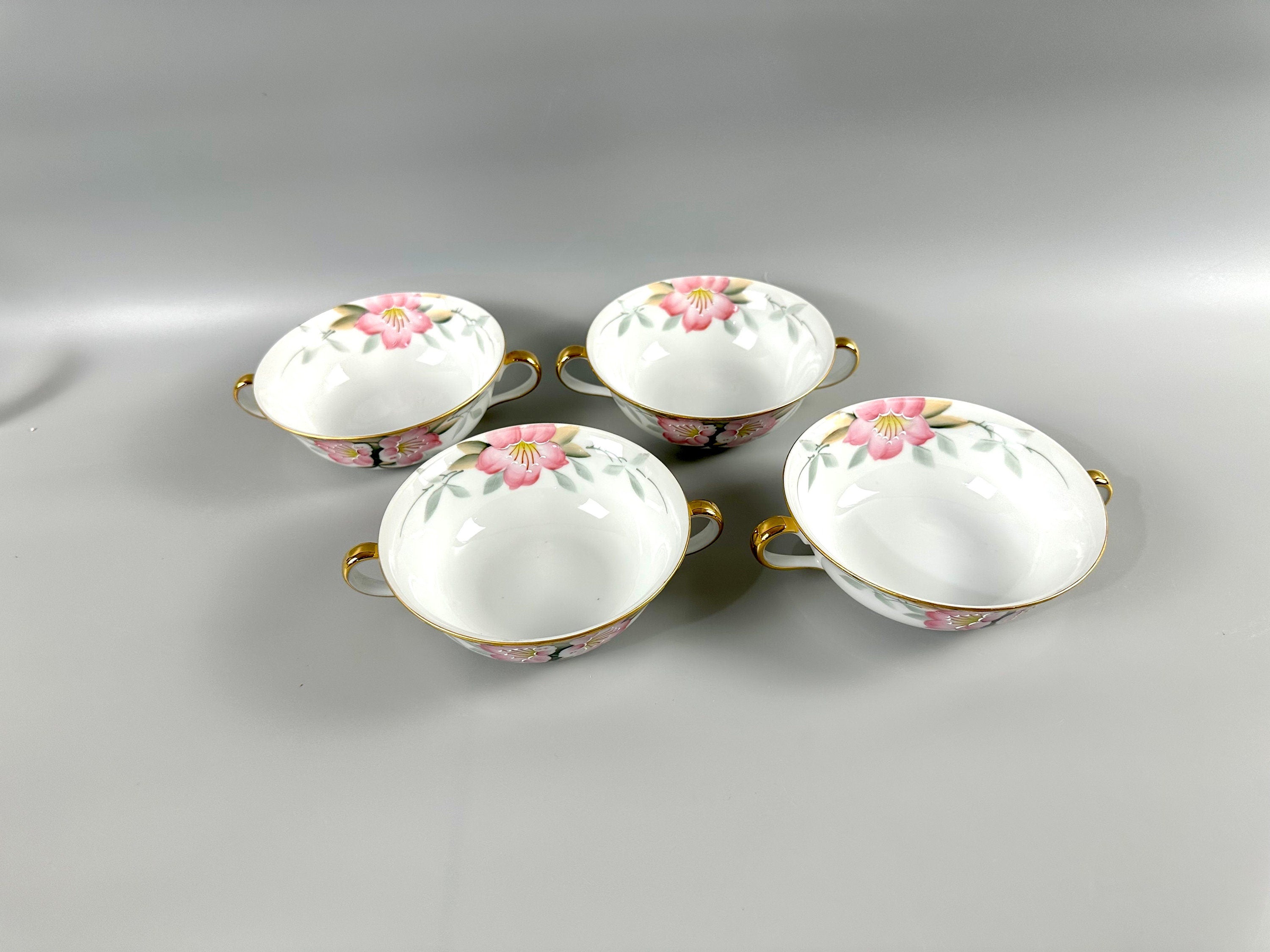 4 Noritake Azalea Flat Cream Soup Bowls