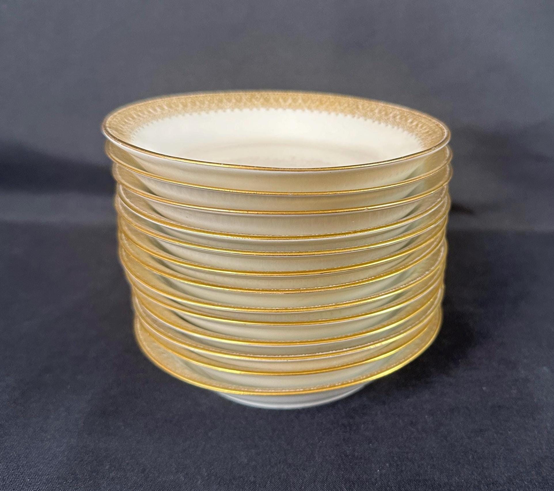 13 Limoges Union Ceramique Fruit Bowls Gold Filigree