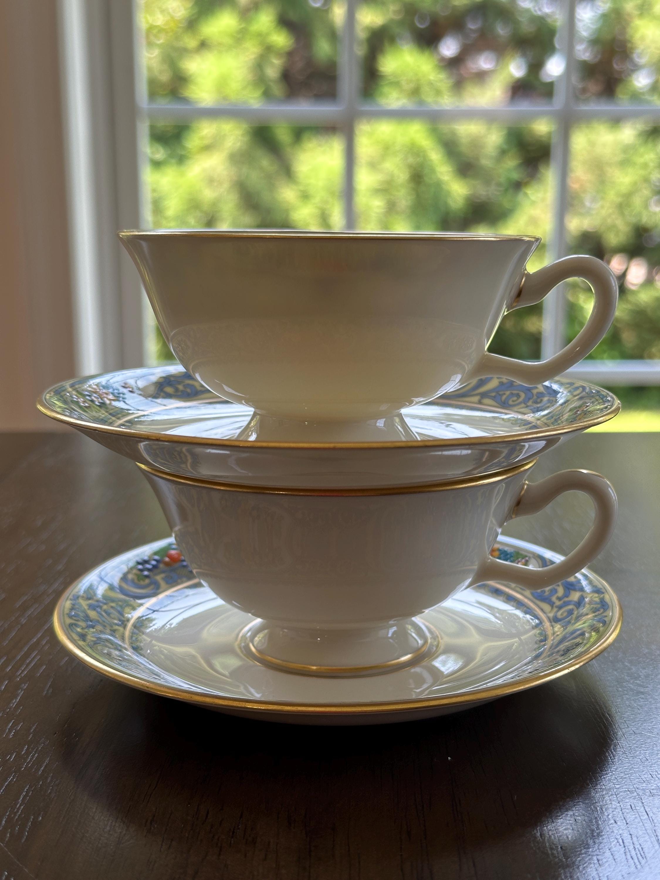 2 Lenox The Autumn Teacups and Saucers
