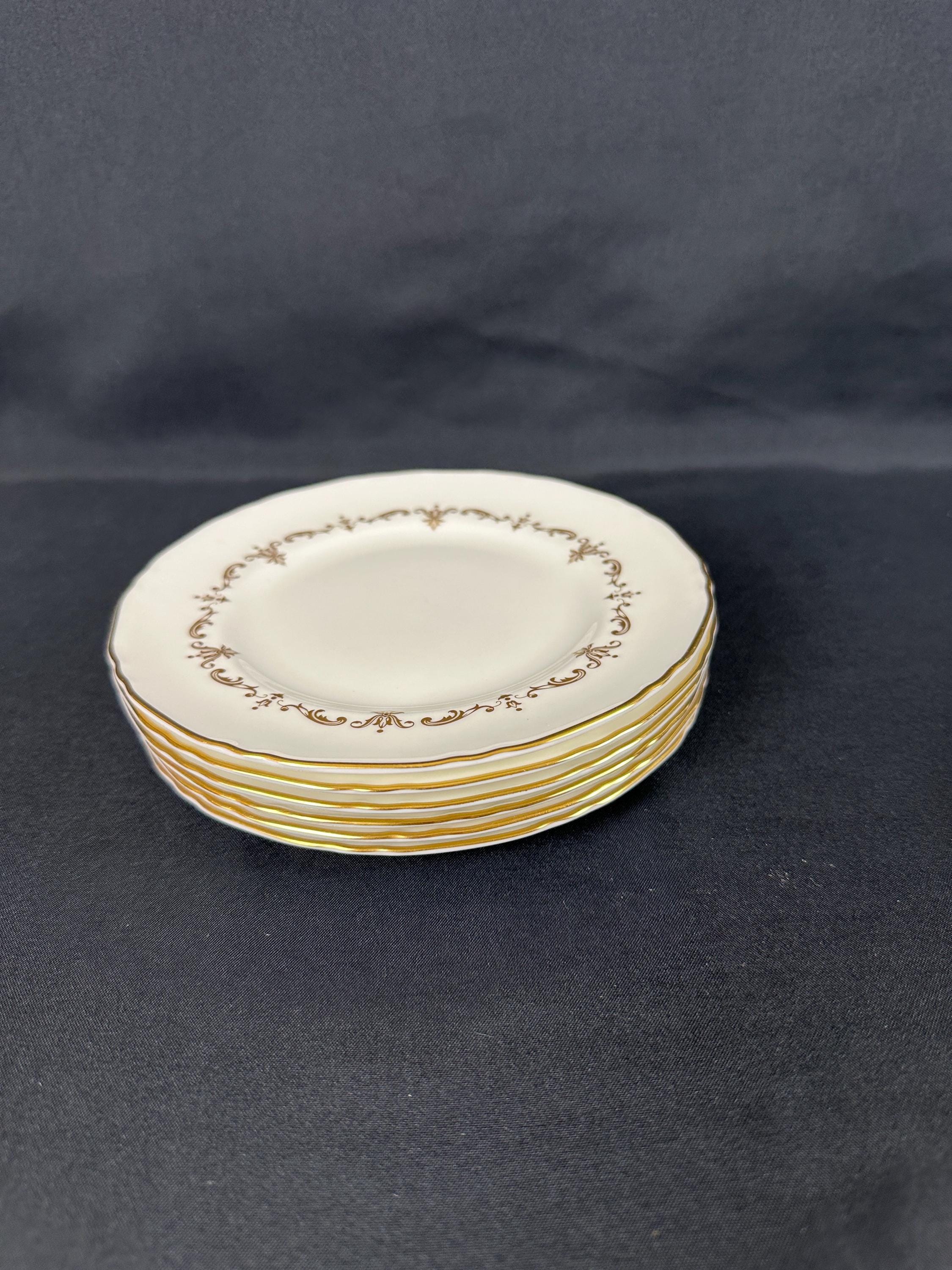 6 Royal Worcester Gold Chantilly Bread Plates