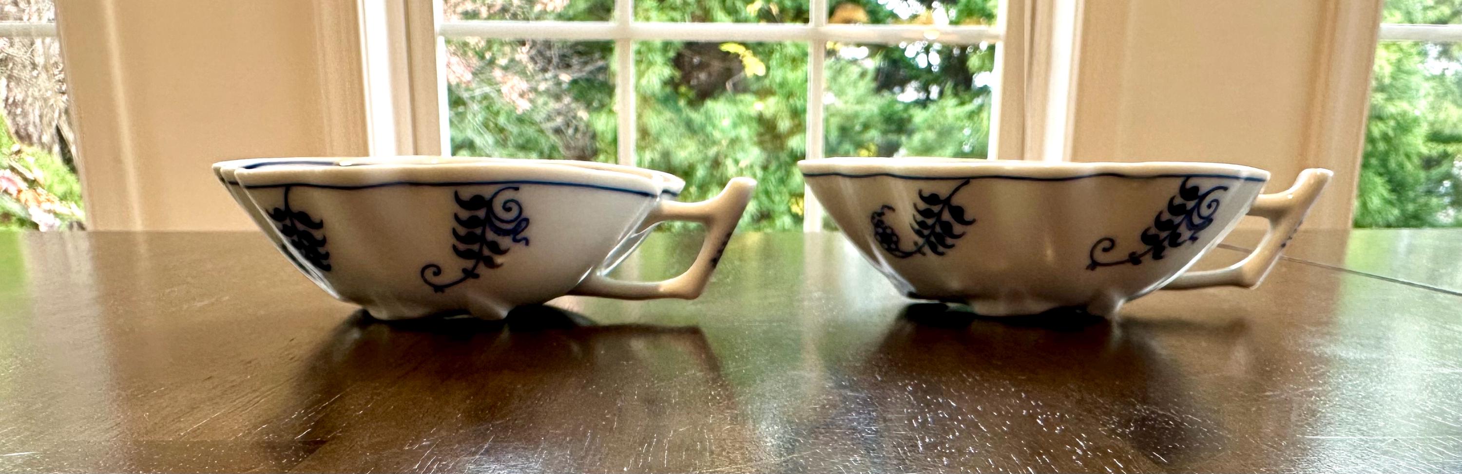 2 Blue Danube Leaf Shaped Nut/ Candy Dishes