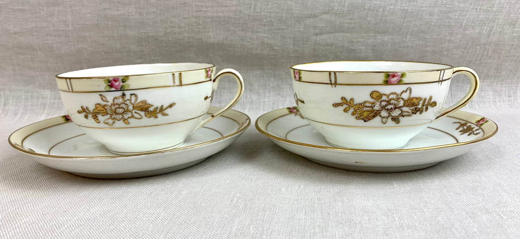 A Pair of Antique Noritake Teacups and Saucers