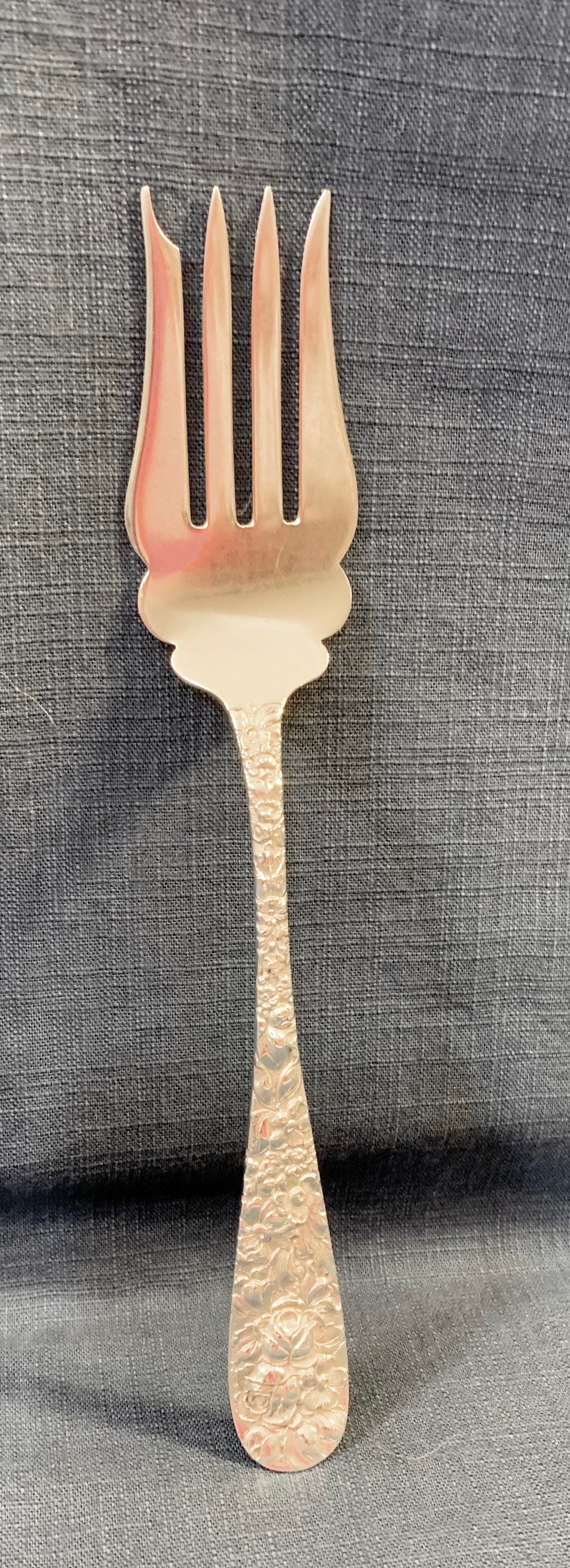 Stieff Rose Large Sterling Meat Fork No Monogram