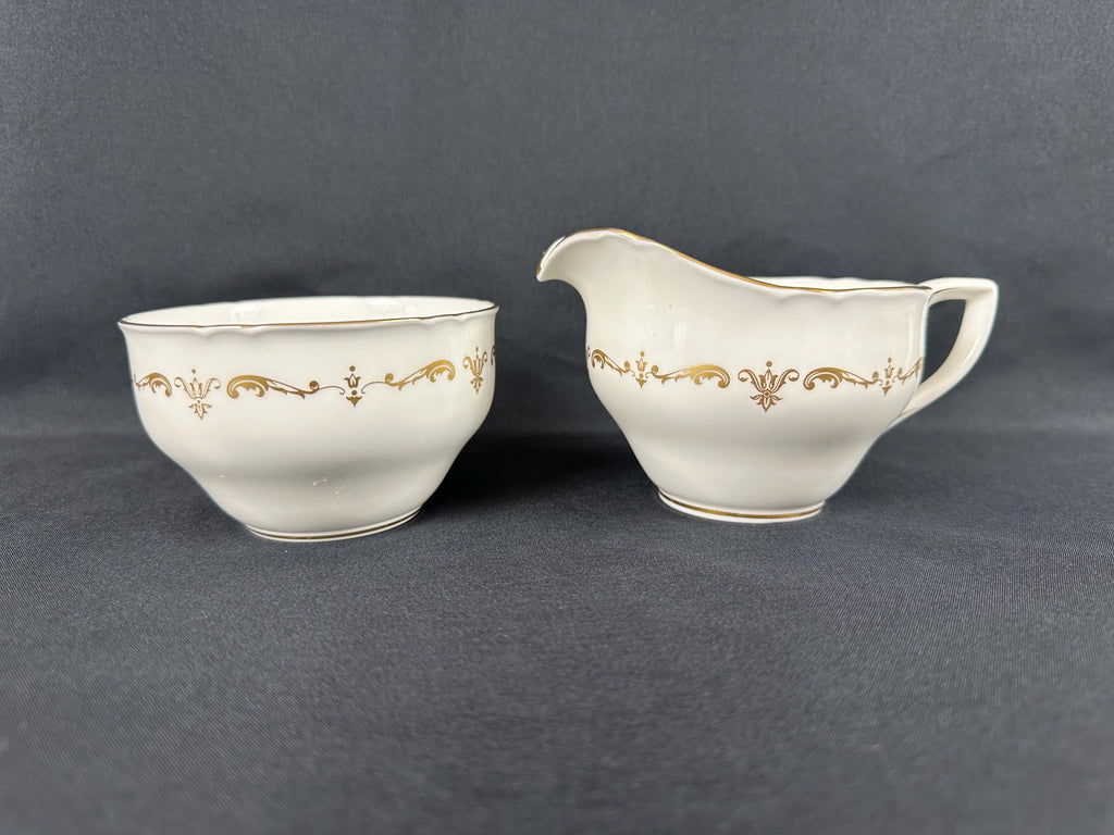 Royal Worcester Gold Chantilly Creamer and  Sugar Bowl