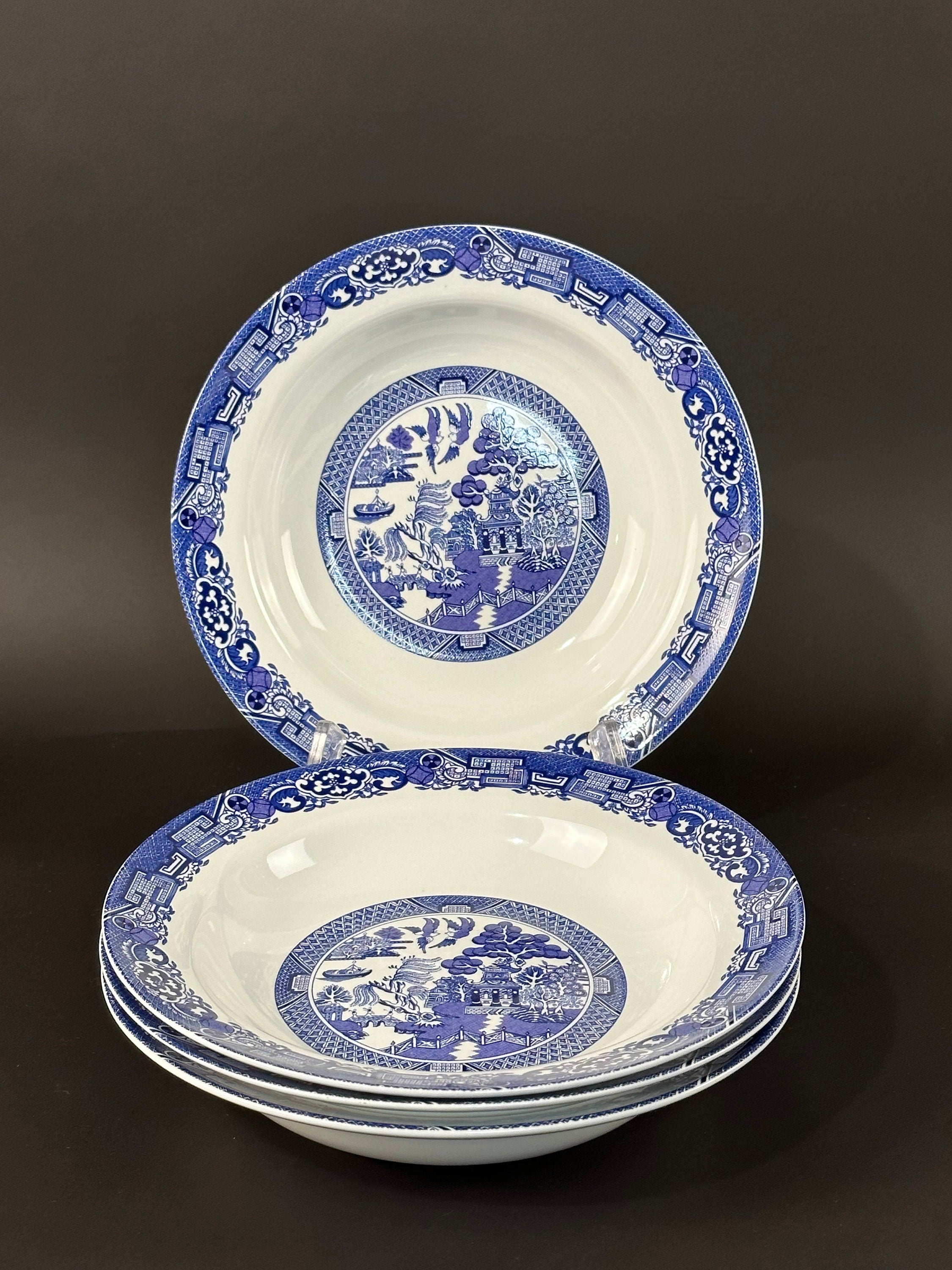 4 Royal Cuthbertson Blue Willow Soup Bowls.