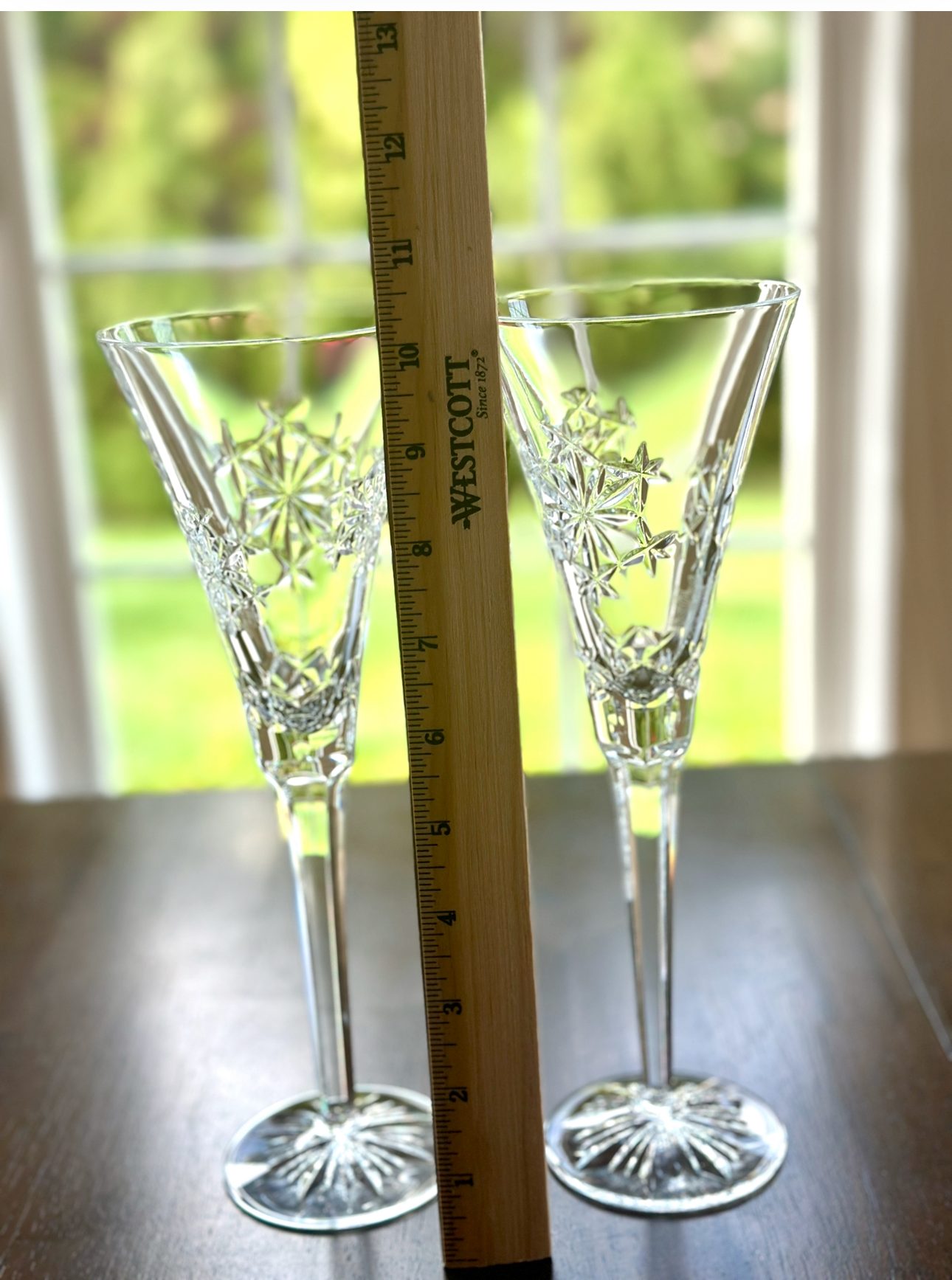 2 Waterford Crystal Snowflake Wishes Champagne Toasting Flutes