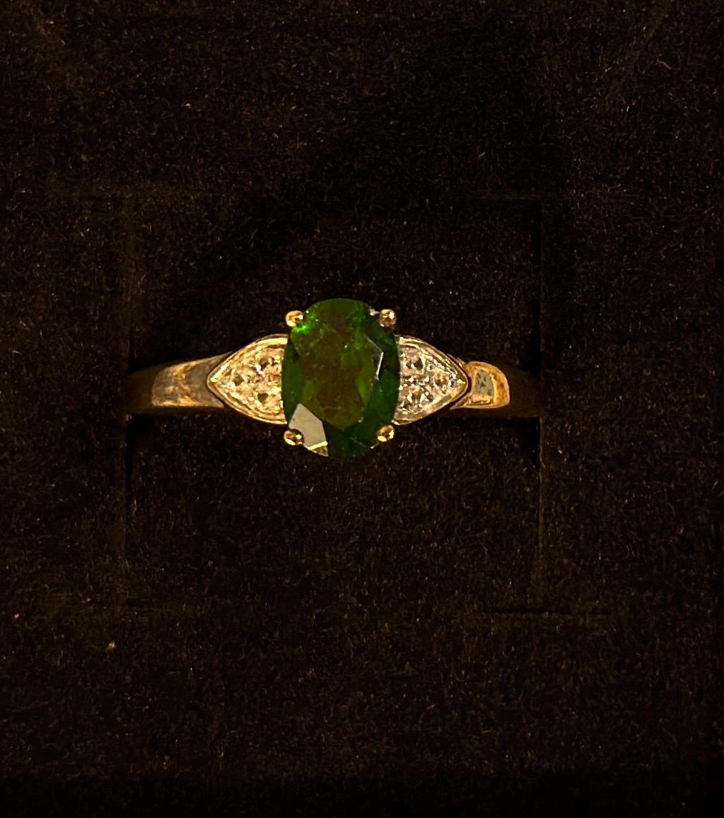 Sterling Silver and Emerald Ring lab created size 9