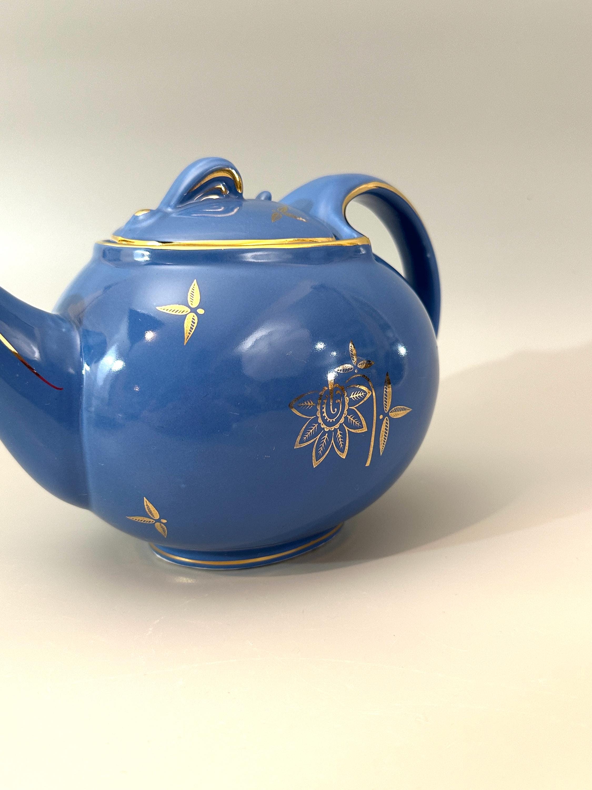 1945 Hall Hook Top Cadet Blue 6 Cup Teapot