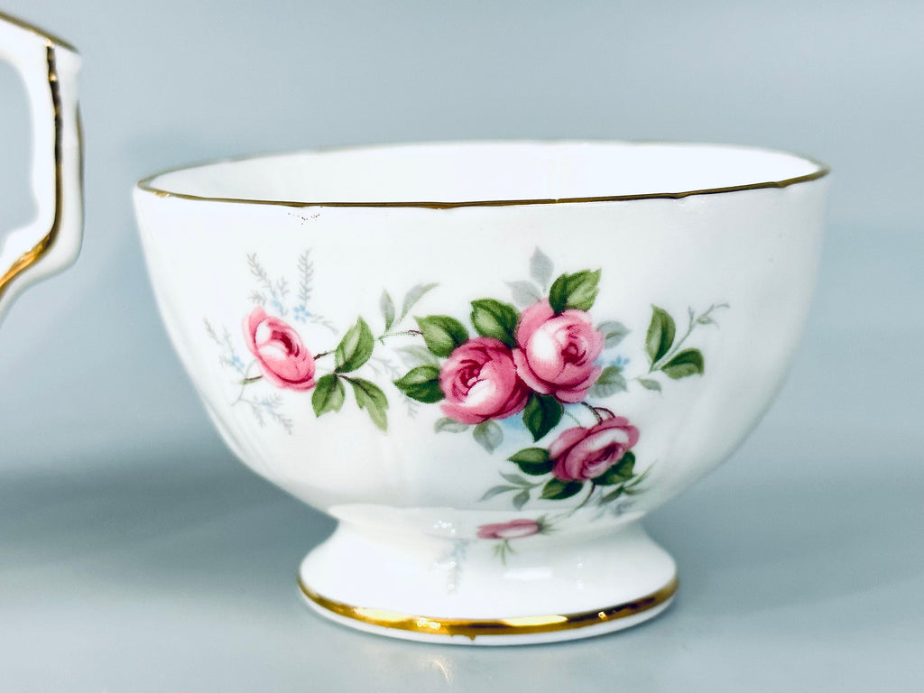 Aynsley Grotto Rose Creamer and Sugar Bowl