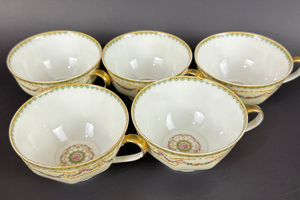 Five Haviland China Venice Patterned Teacups (no saucers)