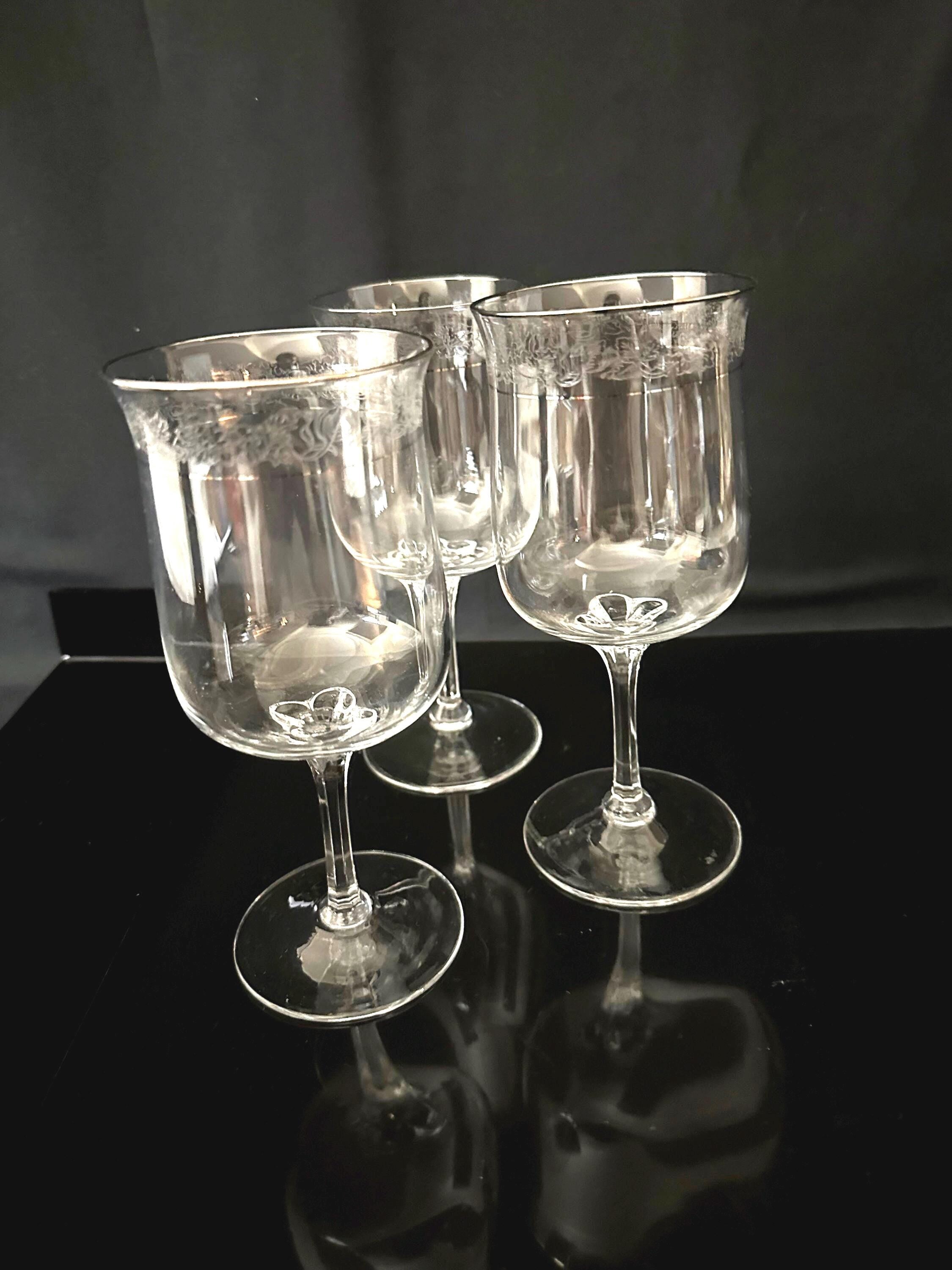 3 Lenox Moonspun Platinum Water Goblets