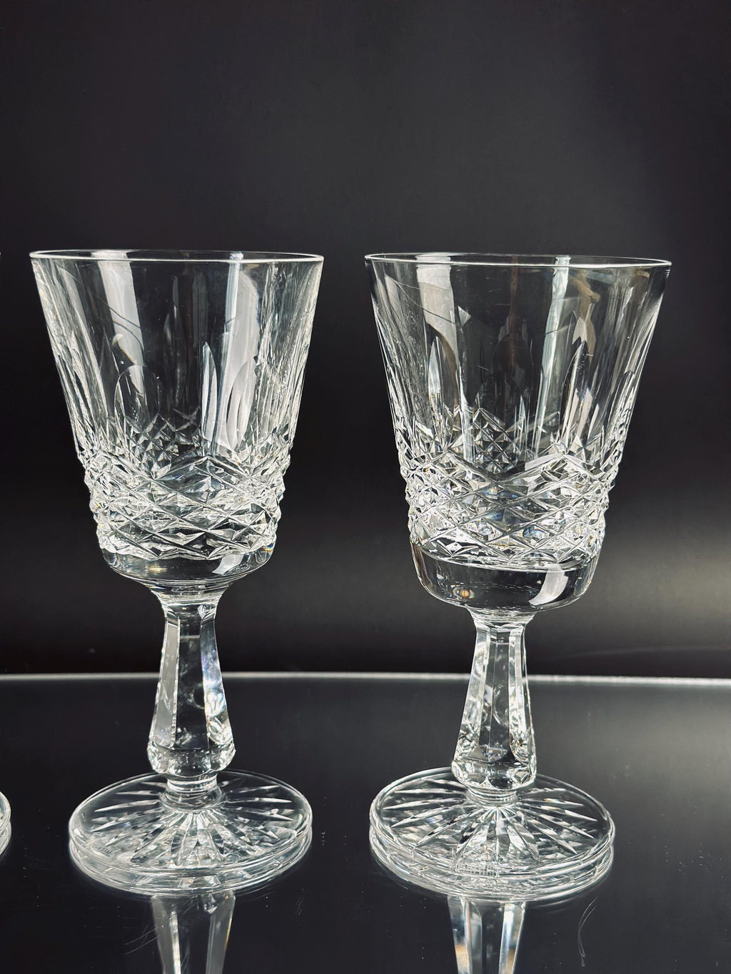 Set of Four Waterford Crystal Kenmare Claret Wine Glasses