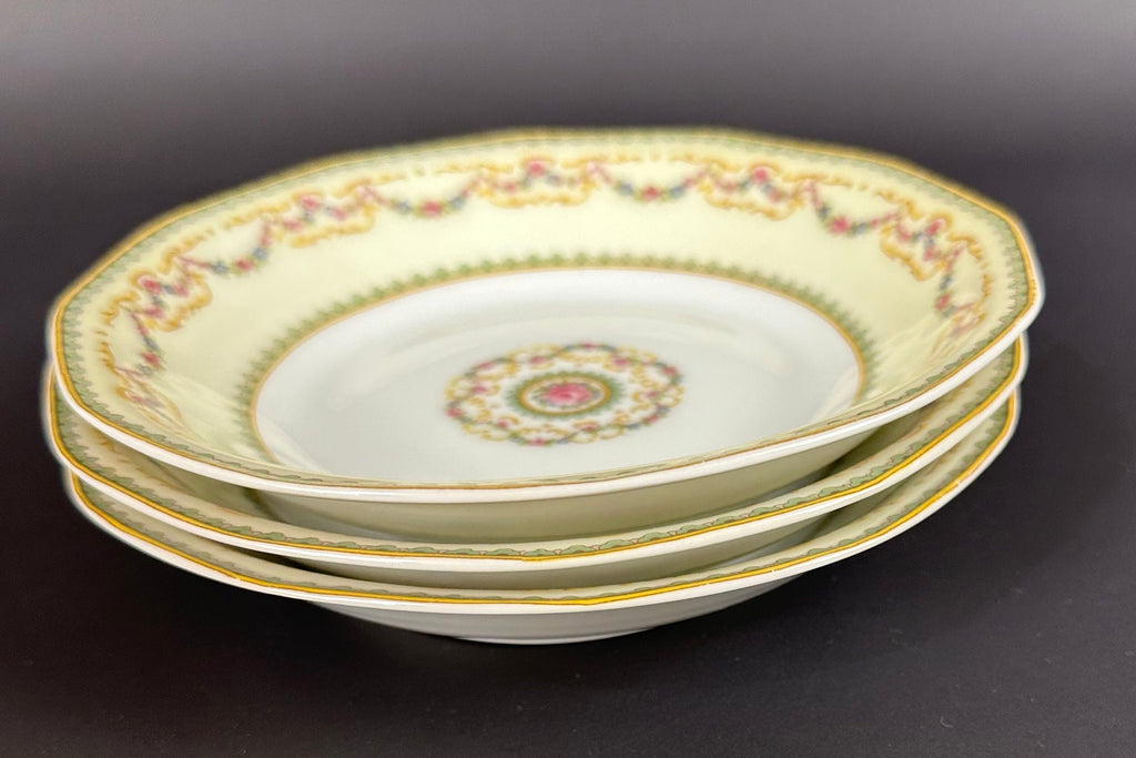 Three  Haviland Coupe Shaped Soup Bowls in the Venice Pattern