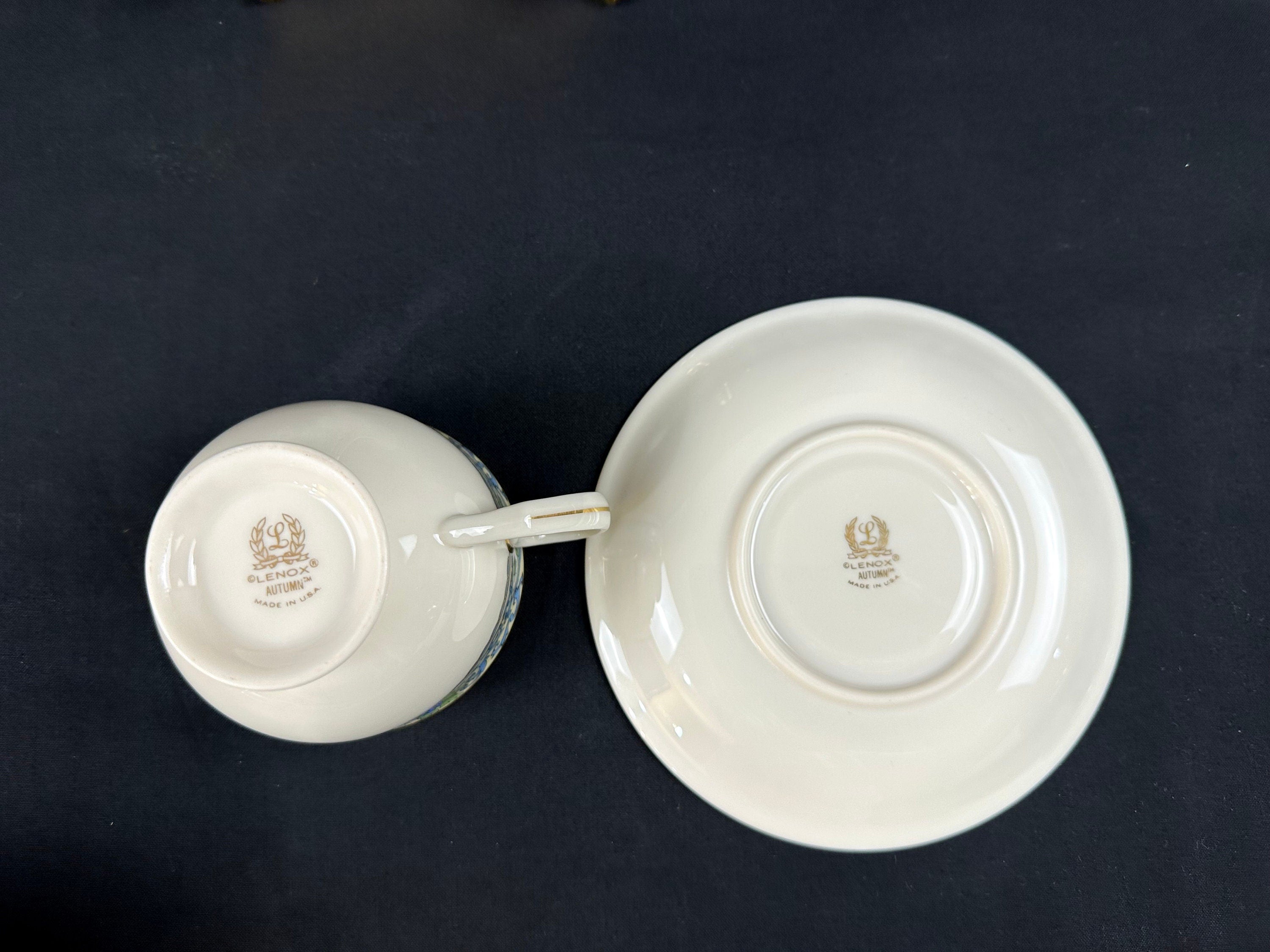 2 Lenox Autumn Teacups and Saucers Newer