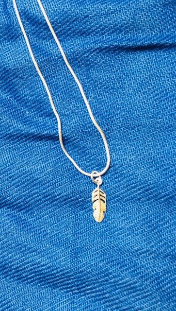 Sterling Silver Feather Charm Necklace - Delicate 18” Chain