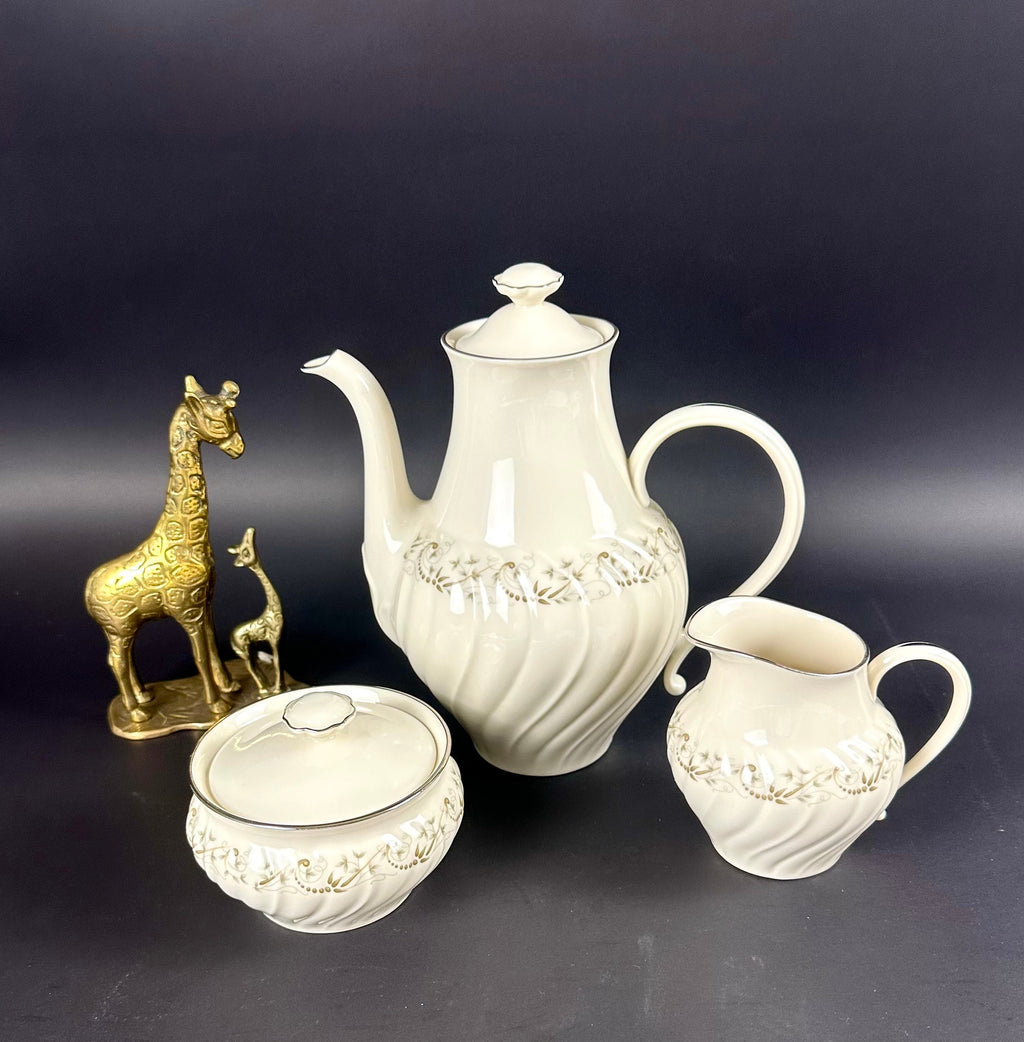 Franciscan Corinthian Coffee Pot, Creamer and Sugar Bowl