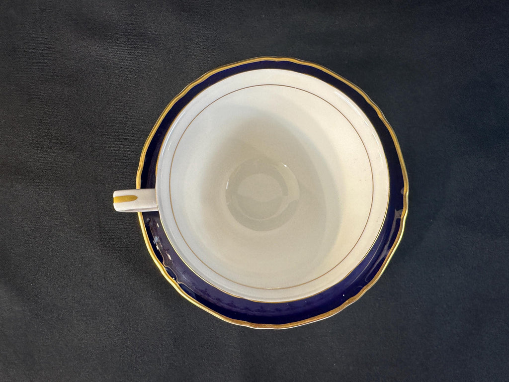 Royal Worcester Regency Blue Teacup and Saucer