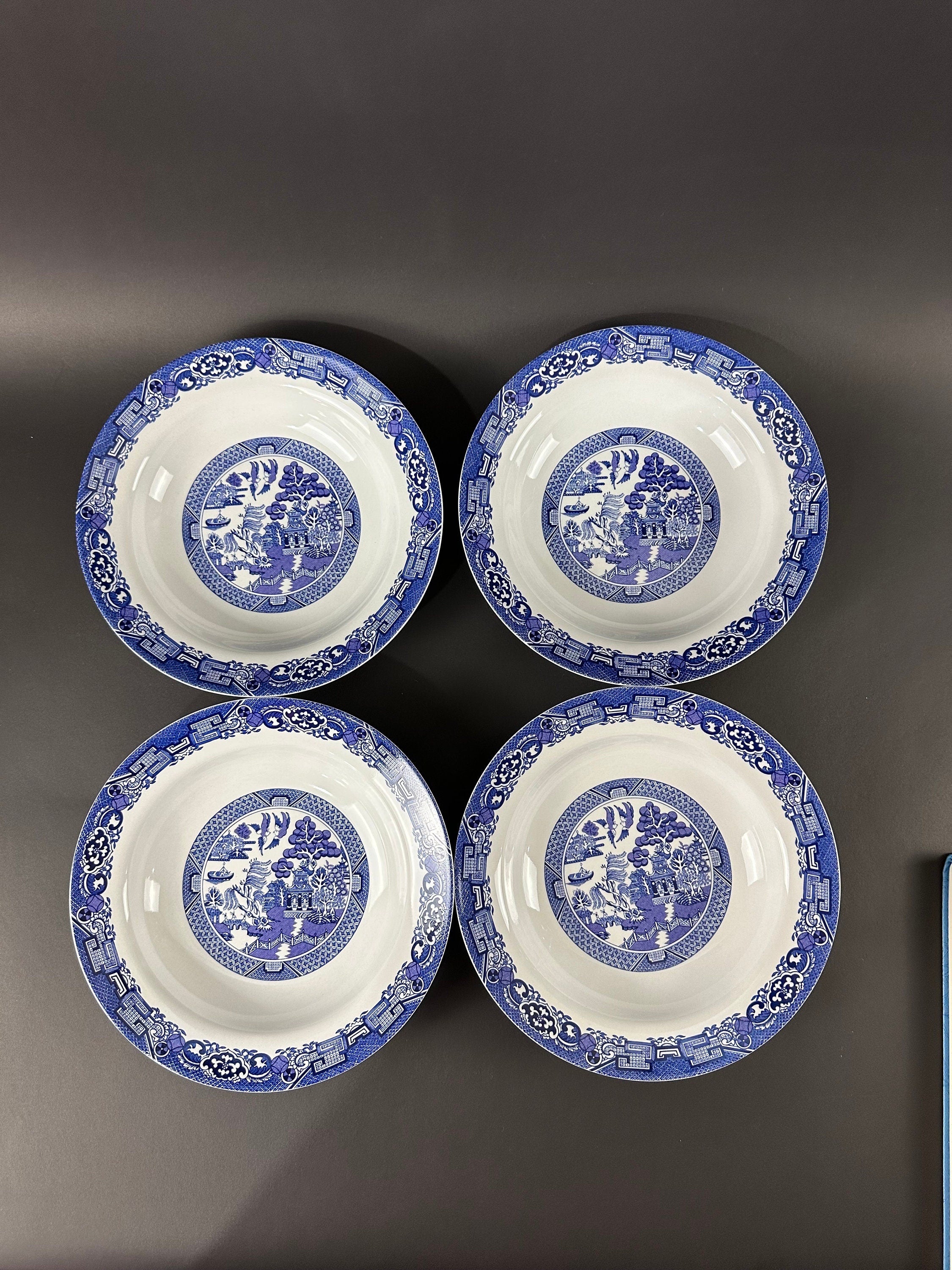 4 Royal Cuthbertson Blue Willow Soup Bowls.