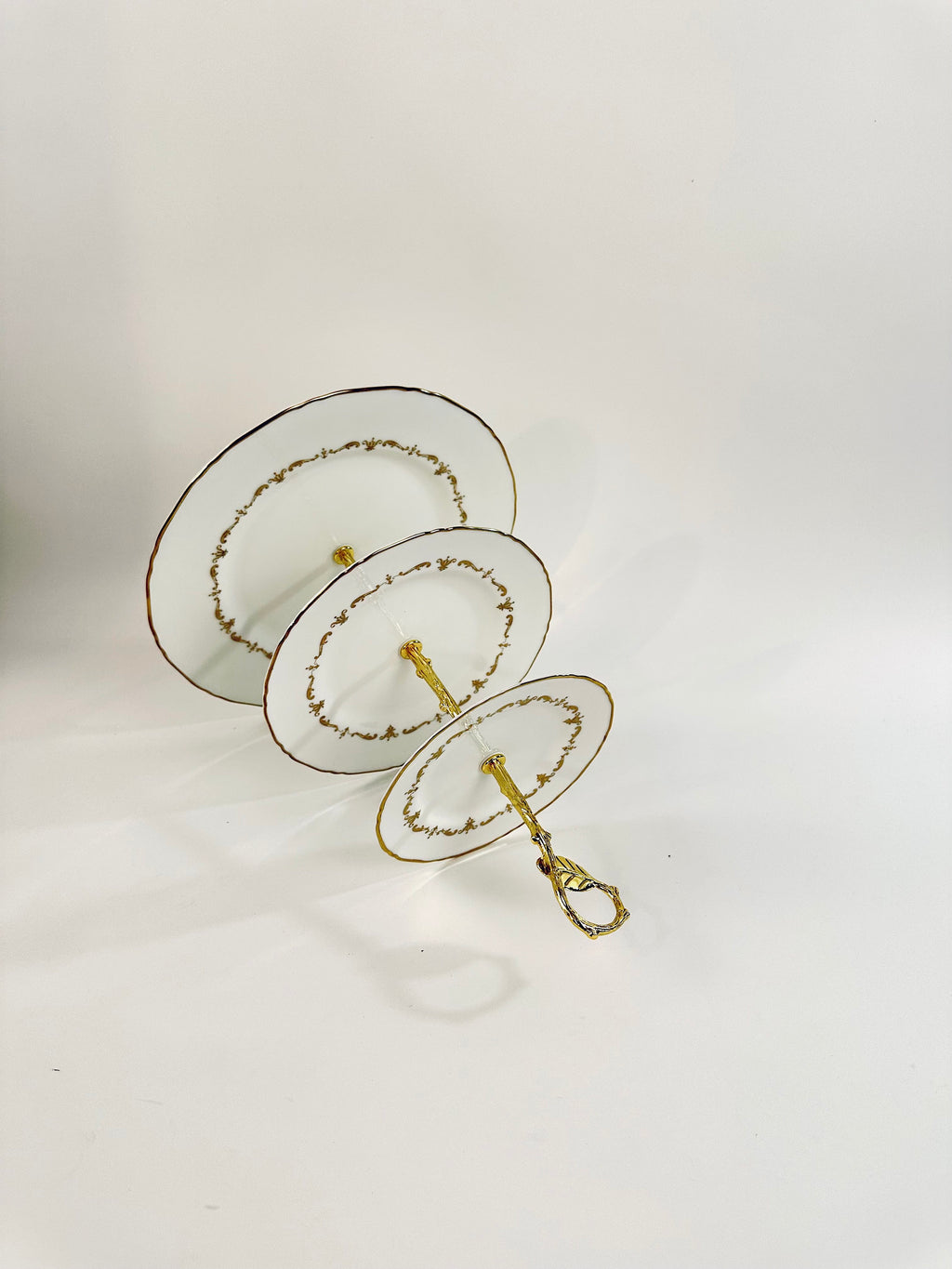 Royal Worcester Gold Chantilly  3 Tiered Server / Tidbit Tray