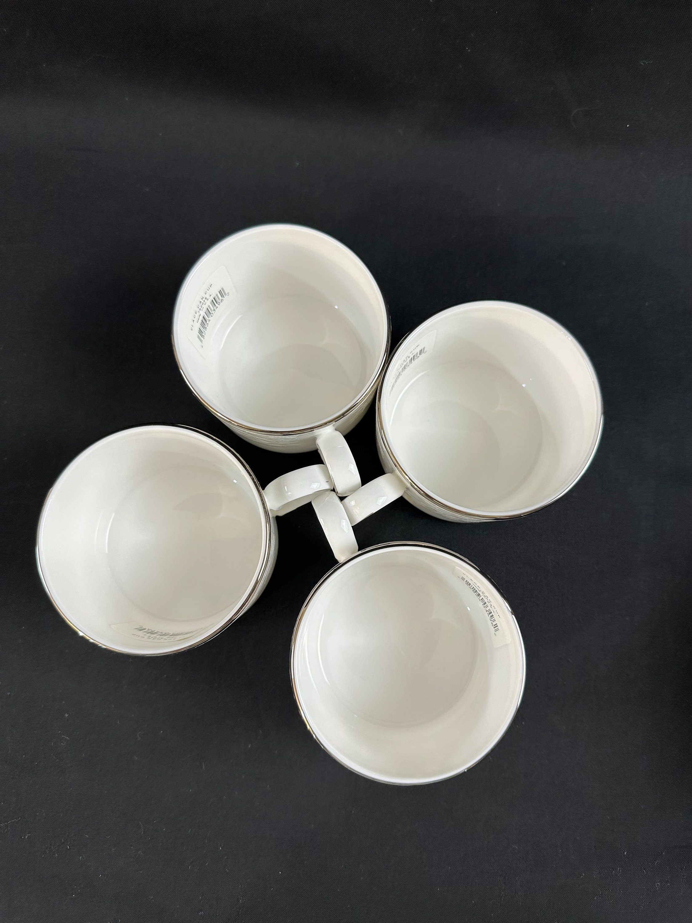 4 Lenox Venetian Lace Flat Teacups