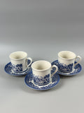 3 Churchill English Scene Blue Cups and Saucers