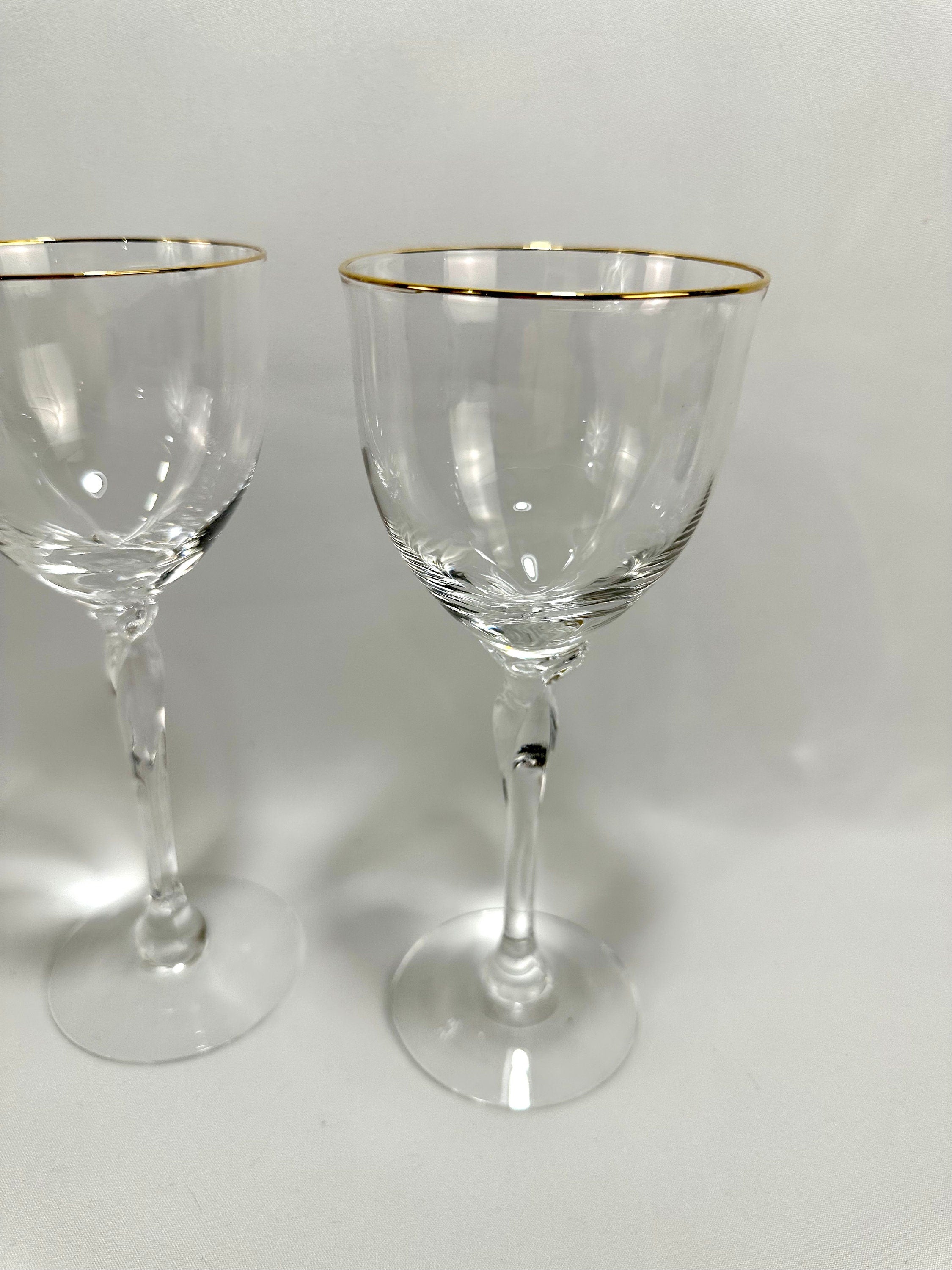 2 Lenox Rhythm Gold Wine Glasses