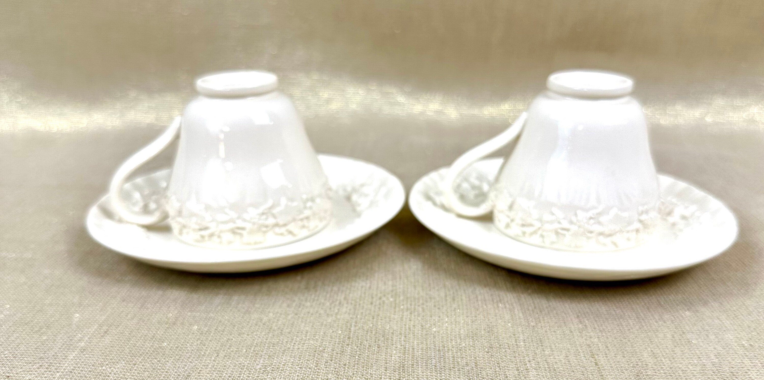 2 Wedgwood Cream on Cream Demitasse Cups and Saucers