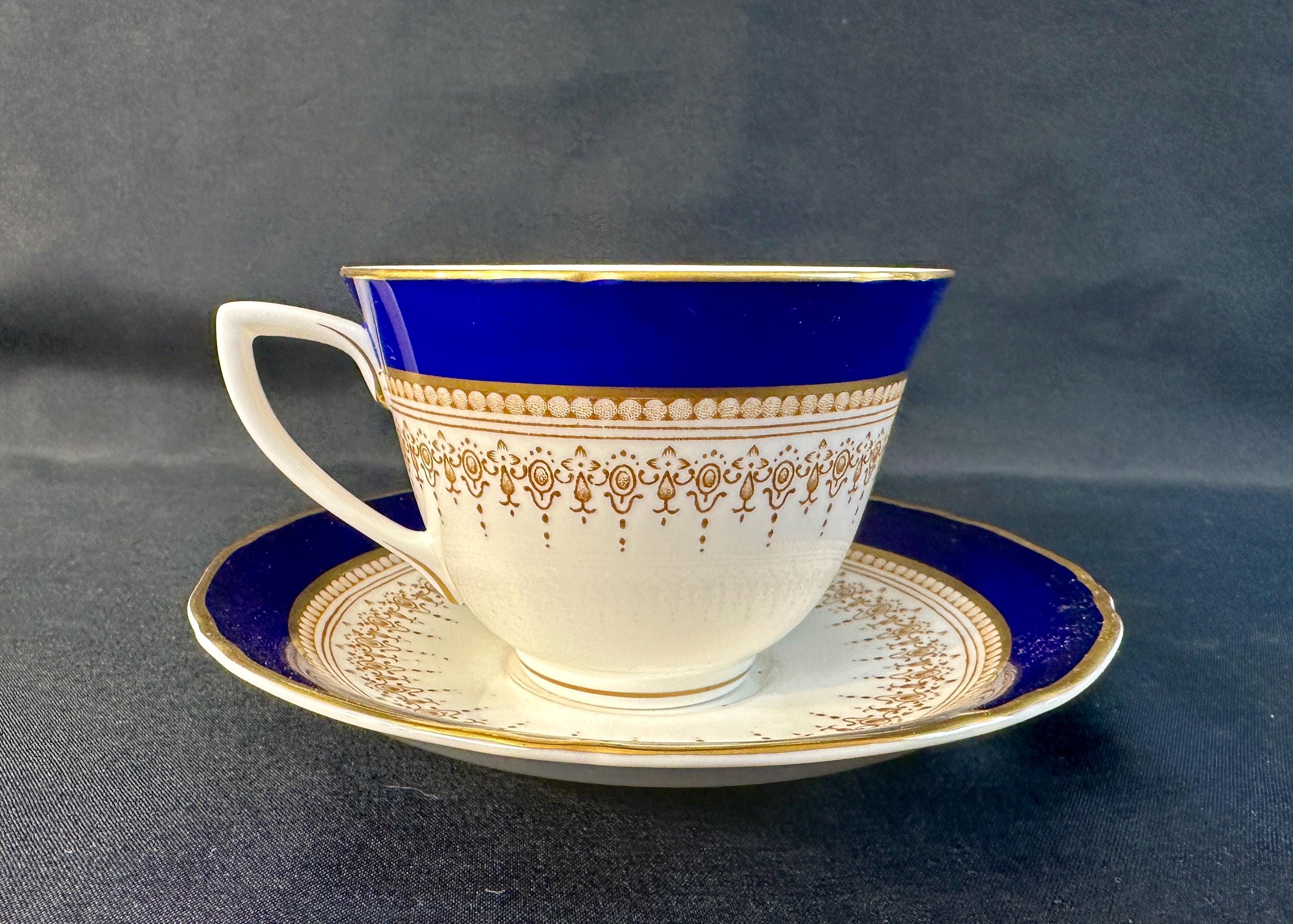Royal Worcester Regency Blue Teacup and Saucer