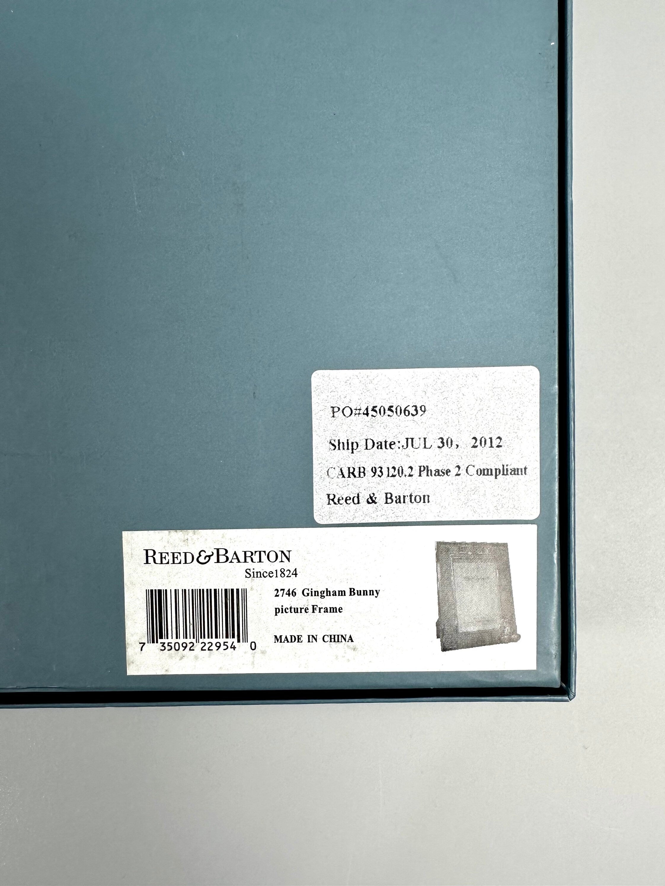 Reed and Barton Gingham Bunny Baby Picture Frame