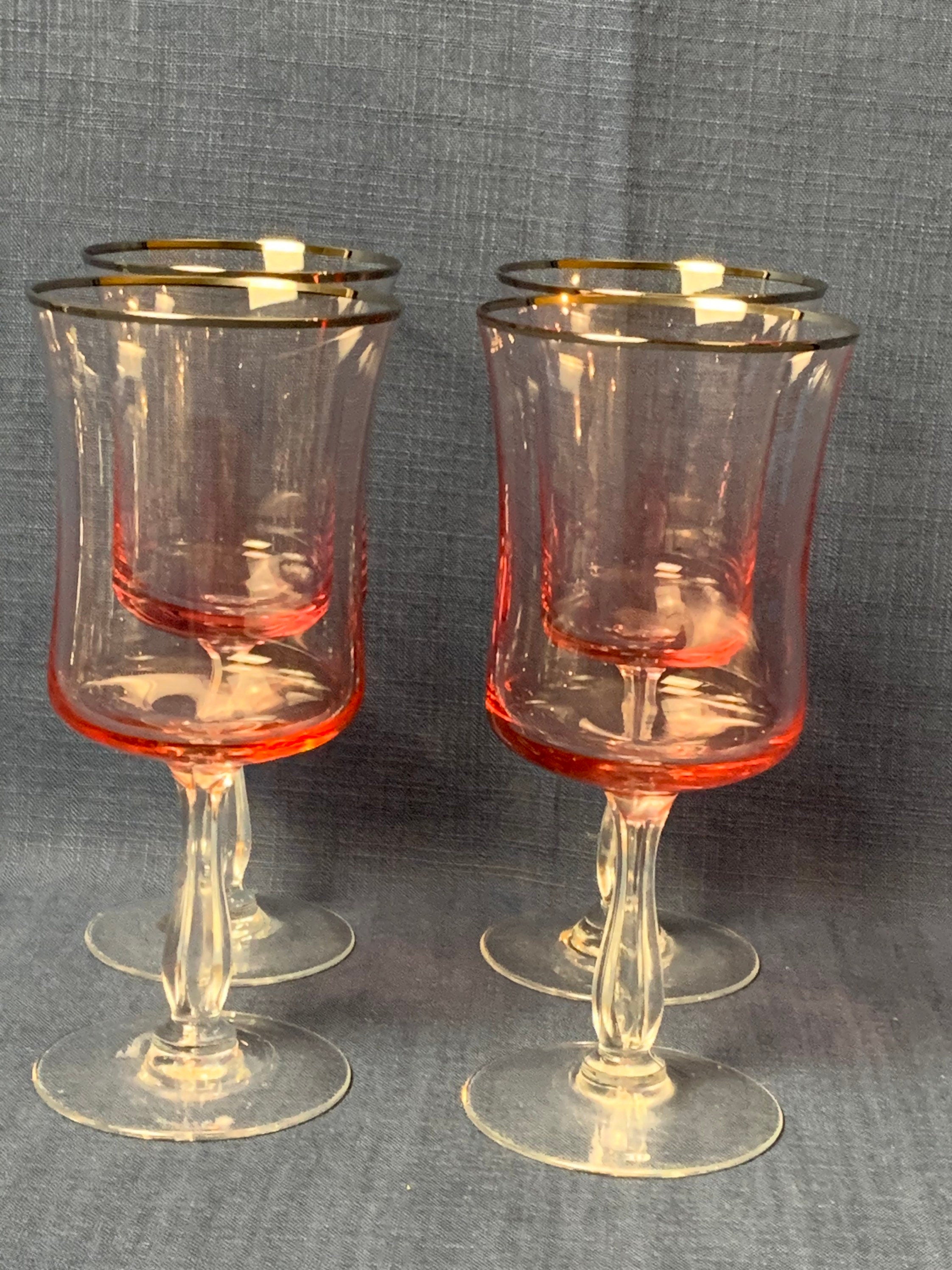 4 Noritake Rainbow Pink Water Glasses