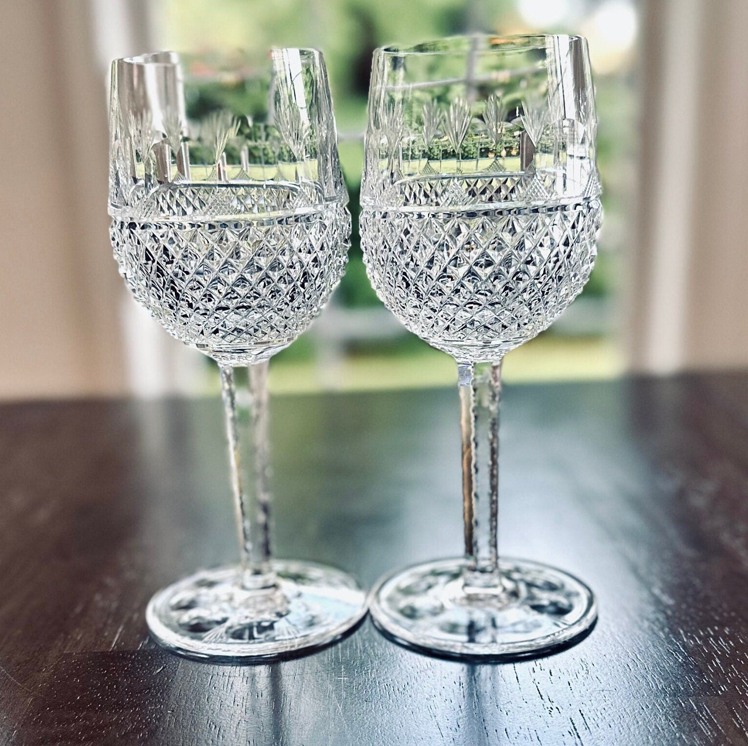 2 Tiffany Gilbert Tall Wine Glasses