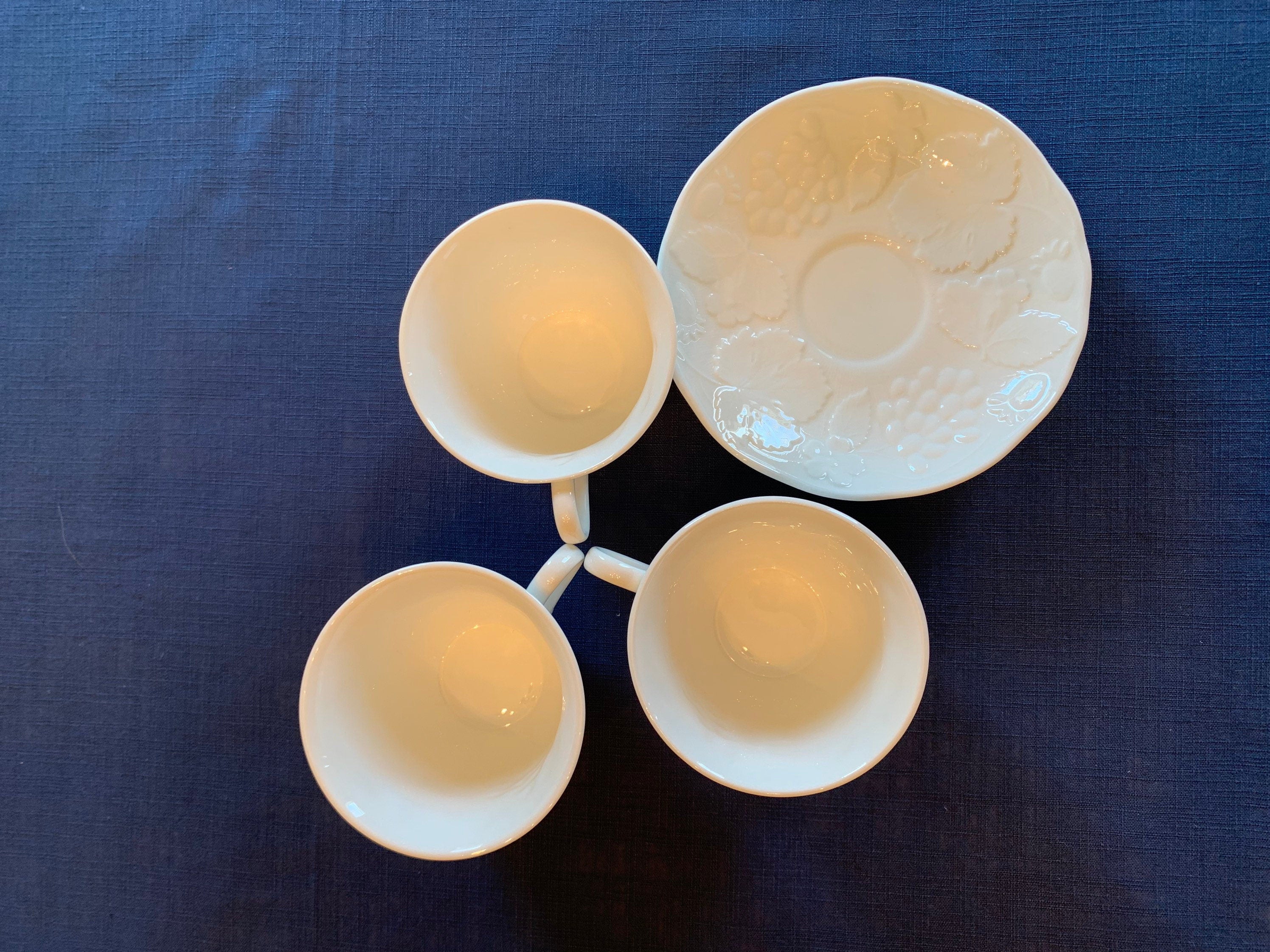 3 Wedgwood Strawberry and Vine Teacups