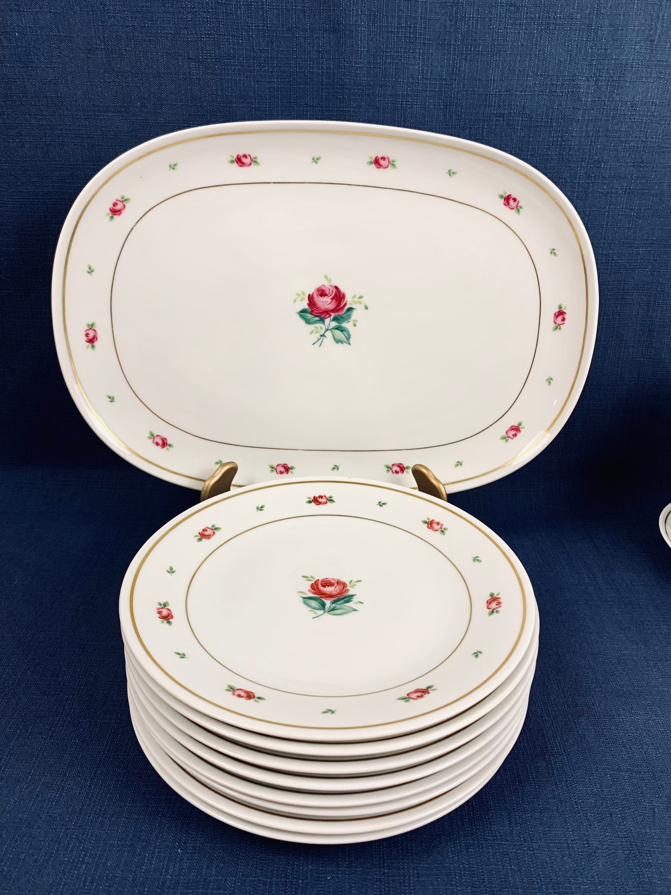 Vintage Hutschenreuther Coffee Dessert Set: Mid-Century German China