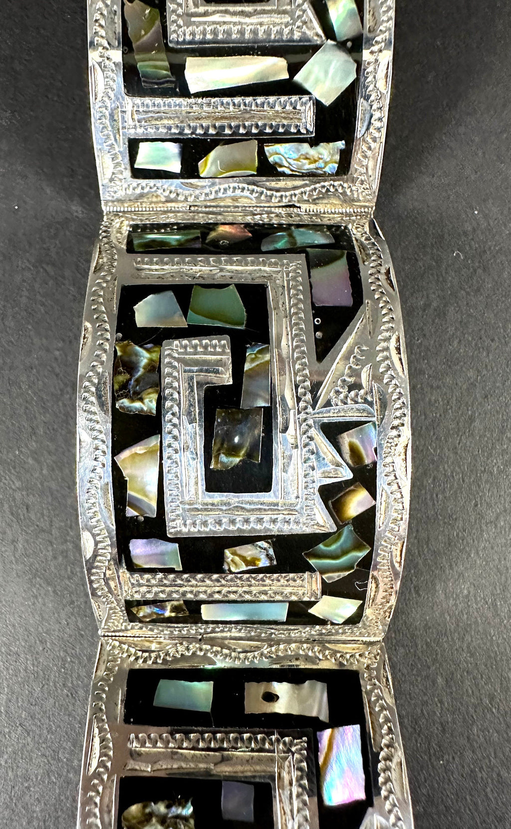 Thick Sterling Silver and Abalone  Bracelet